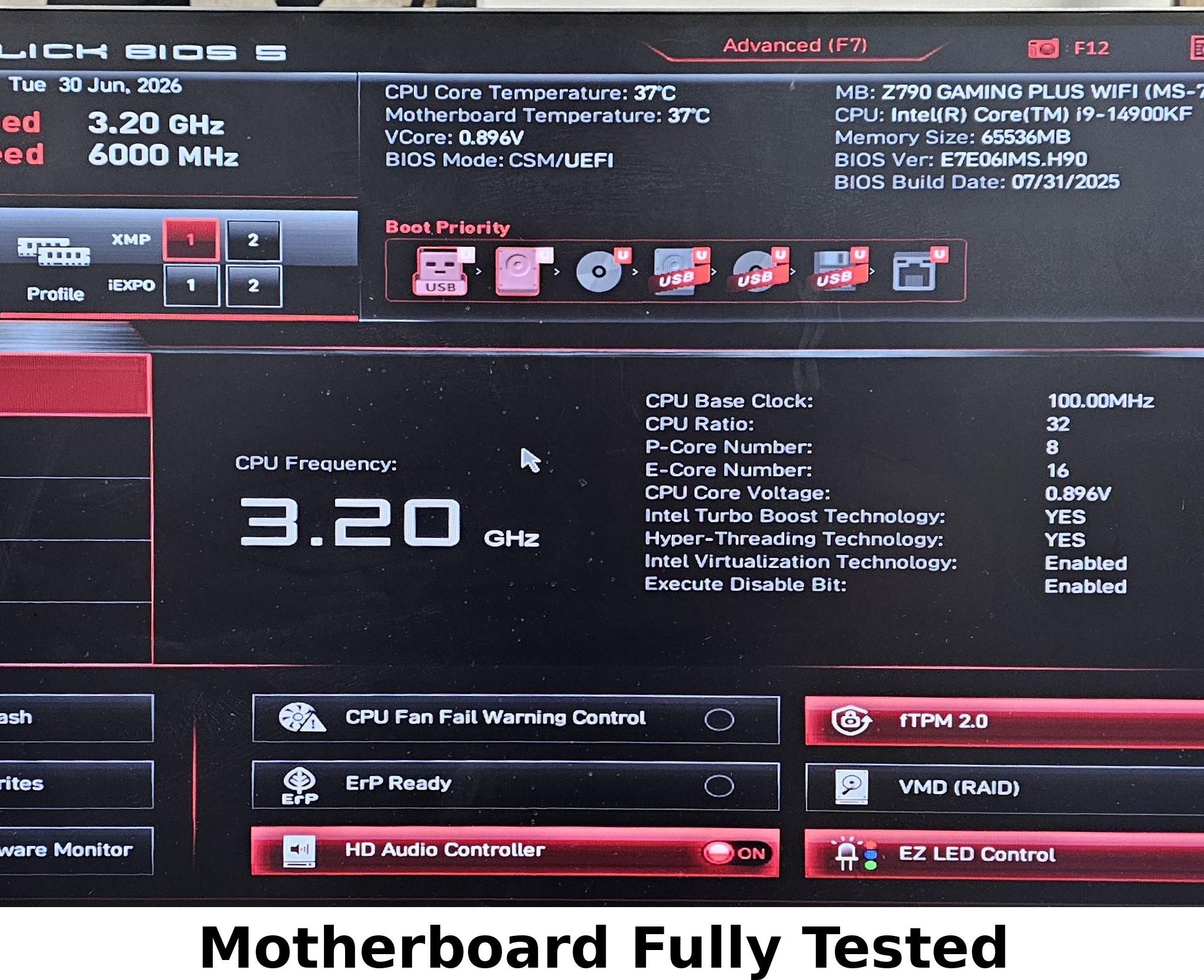 MSI Z790 GAMING PLUS WIFI LGA1700 DDR5 ATX Motherboard