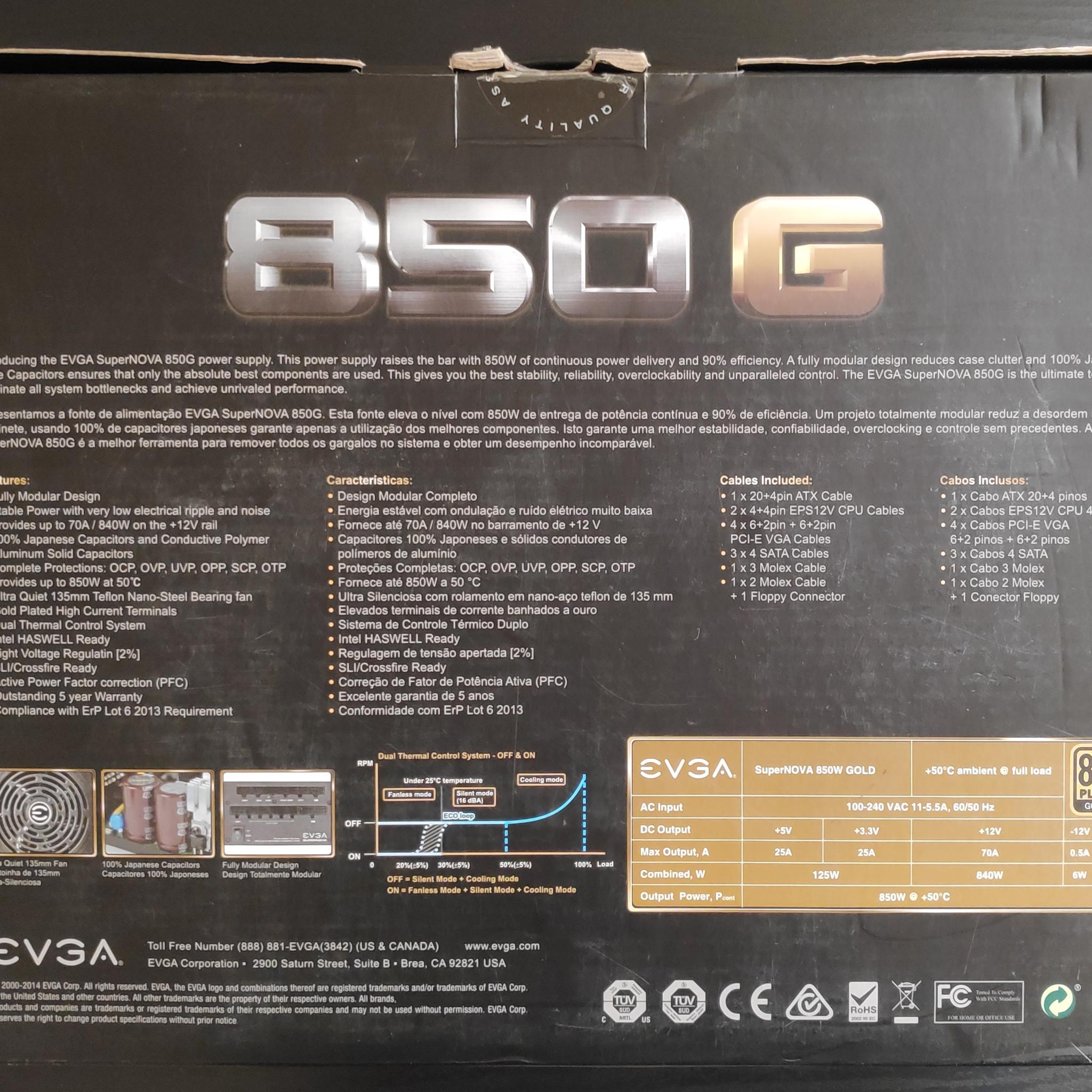 EVGA Supernova 850G Fully Modular 80 Plus Gold Power Supply
