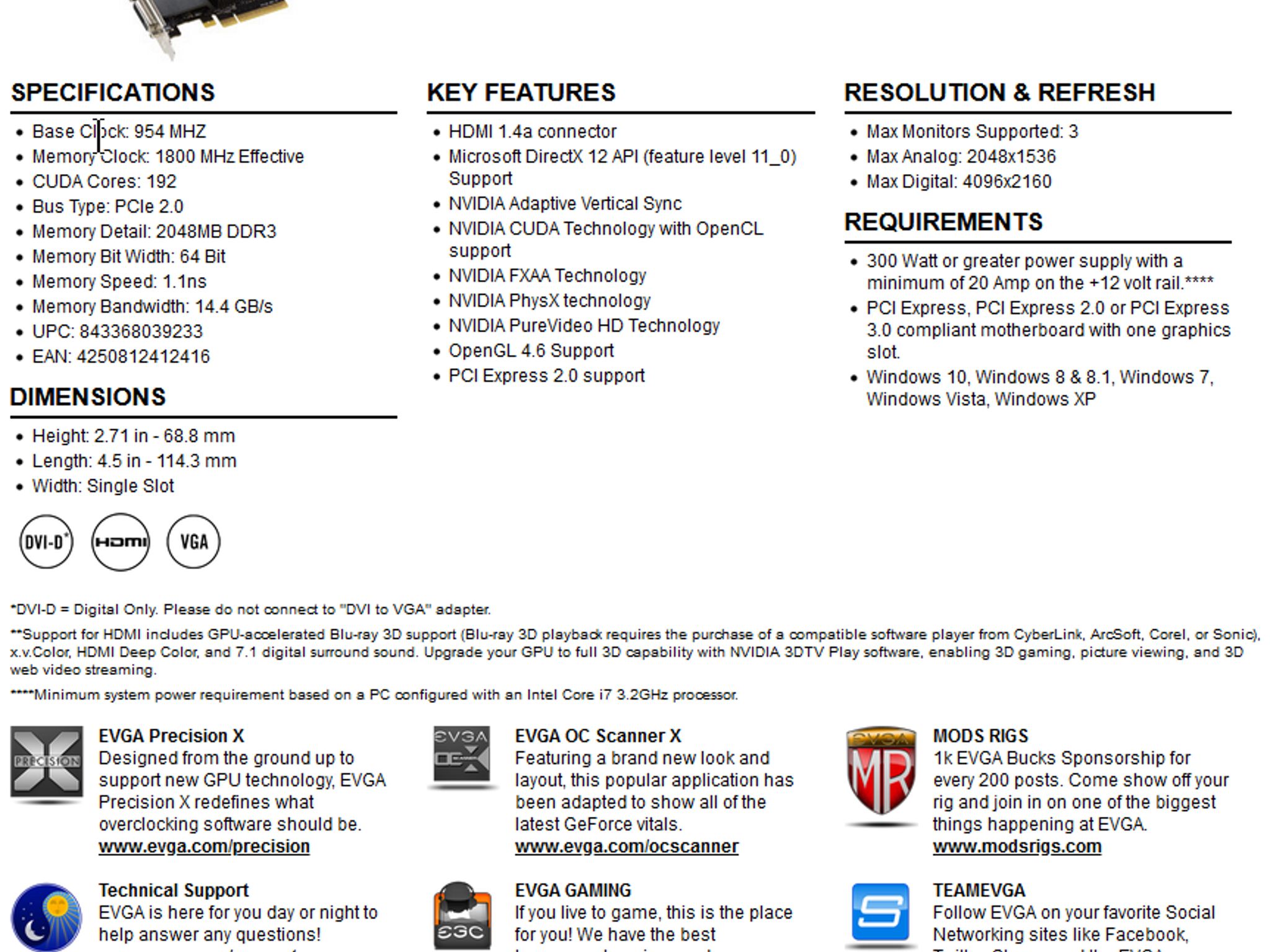 EVGA GeForce GT 710 2GB Low-Profile Graphics Card