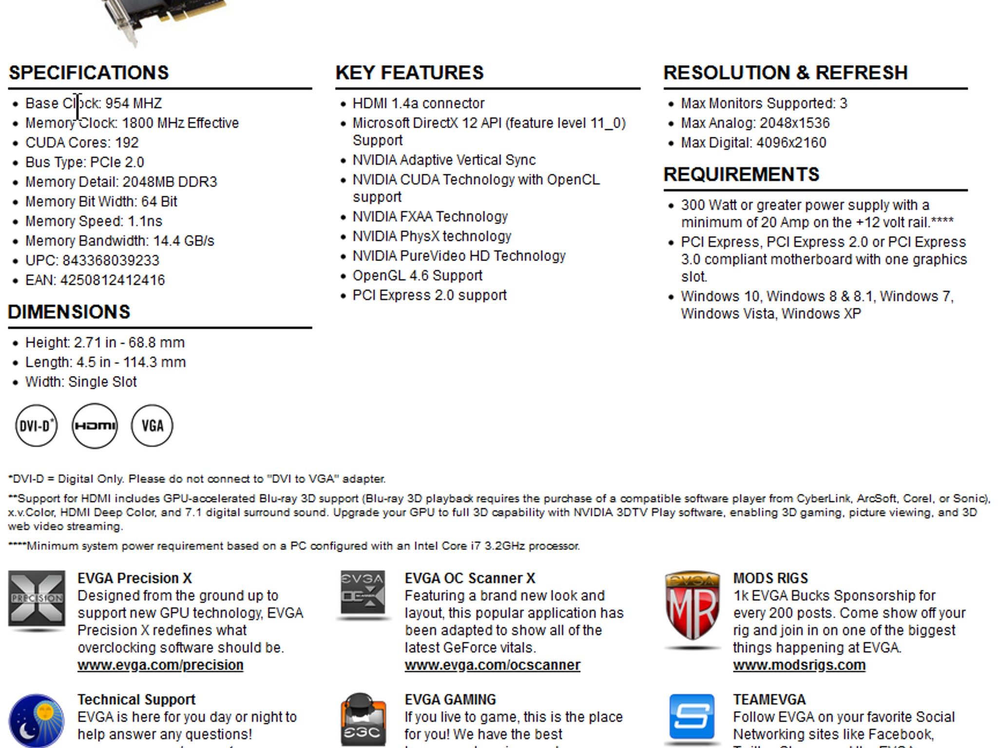 EVGA GeForce GT 710 2GB Low-Profile Graphics Card