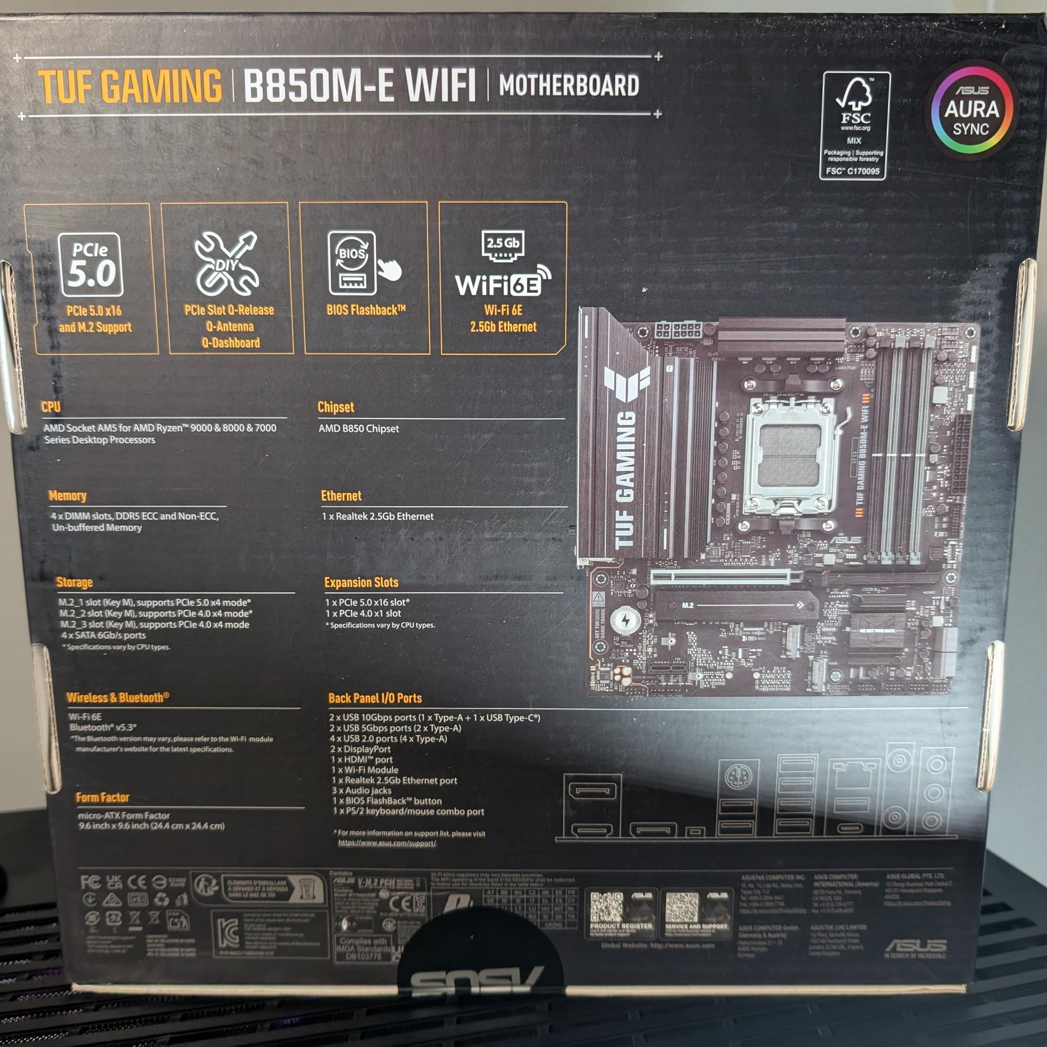 ASUS TUF GAMING B850M-E WIFI mATX AM5 Motherboard *BRAND NEW SEALED*