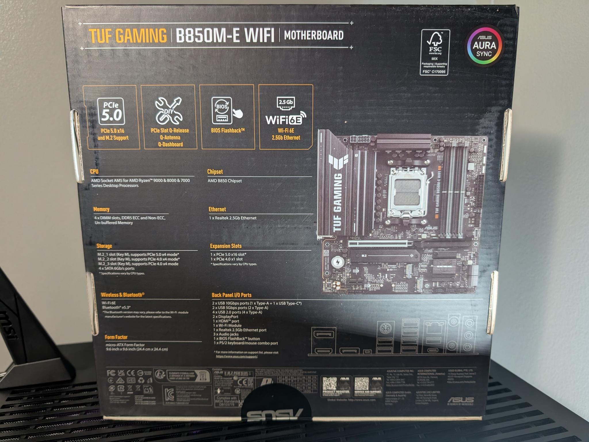 ASUS TUF GAMING B850M-E WIFI mATX AM5 Motherboard