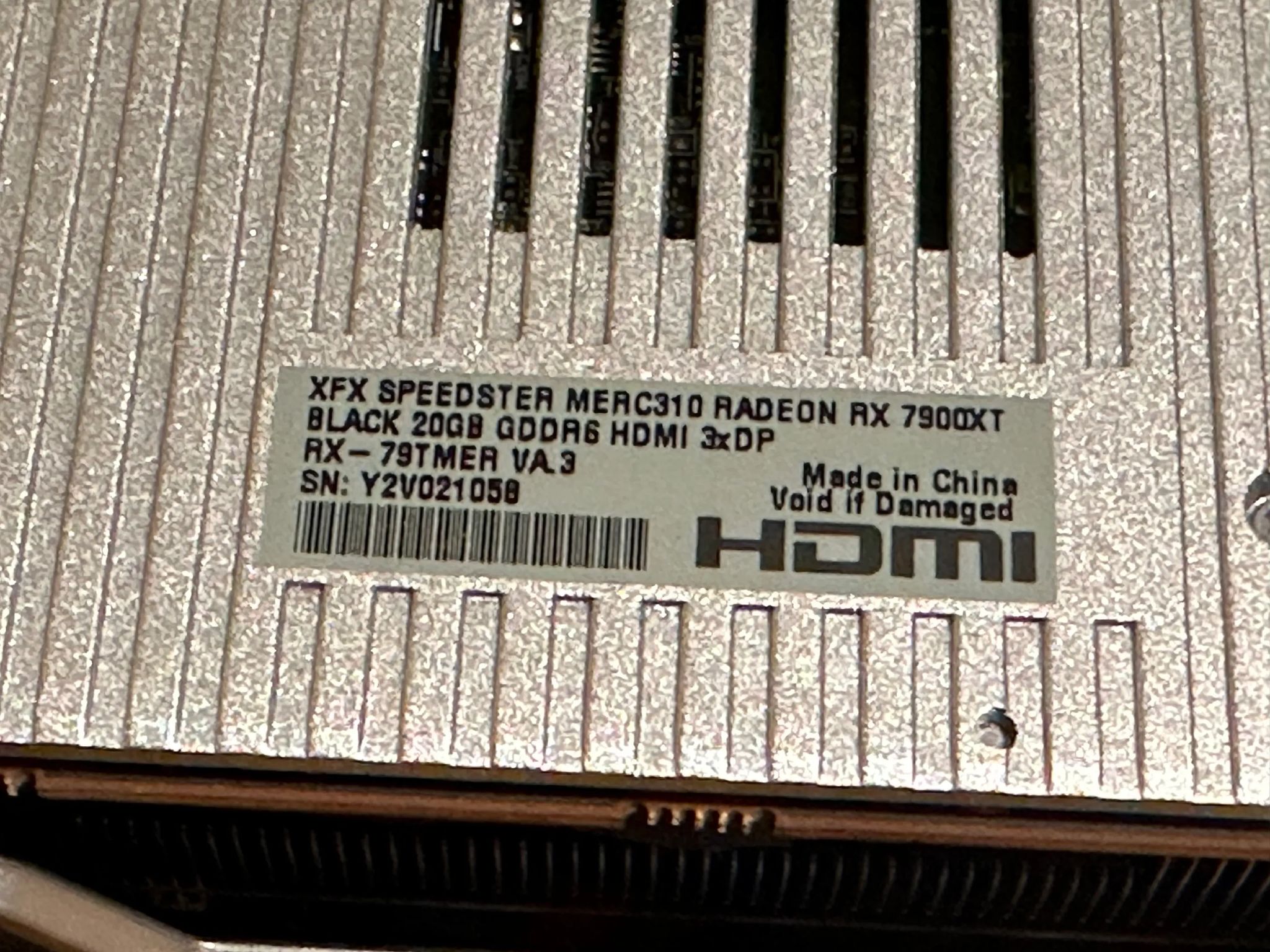 7900 XT 20bg XFX Newly used Have original Box
