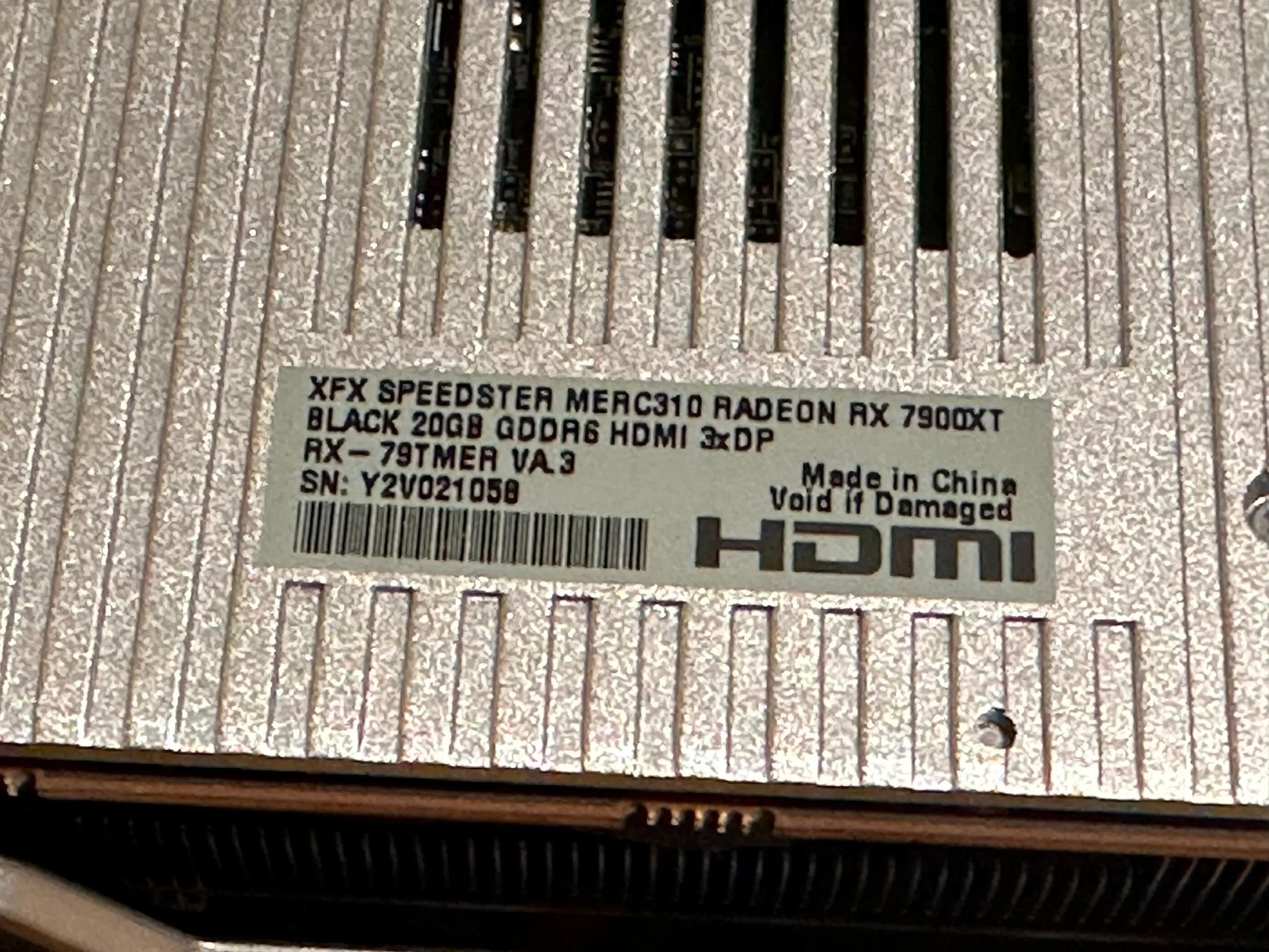 7900 XT 20bg XFX Newly used Have original Box