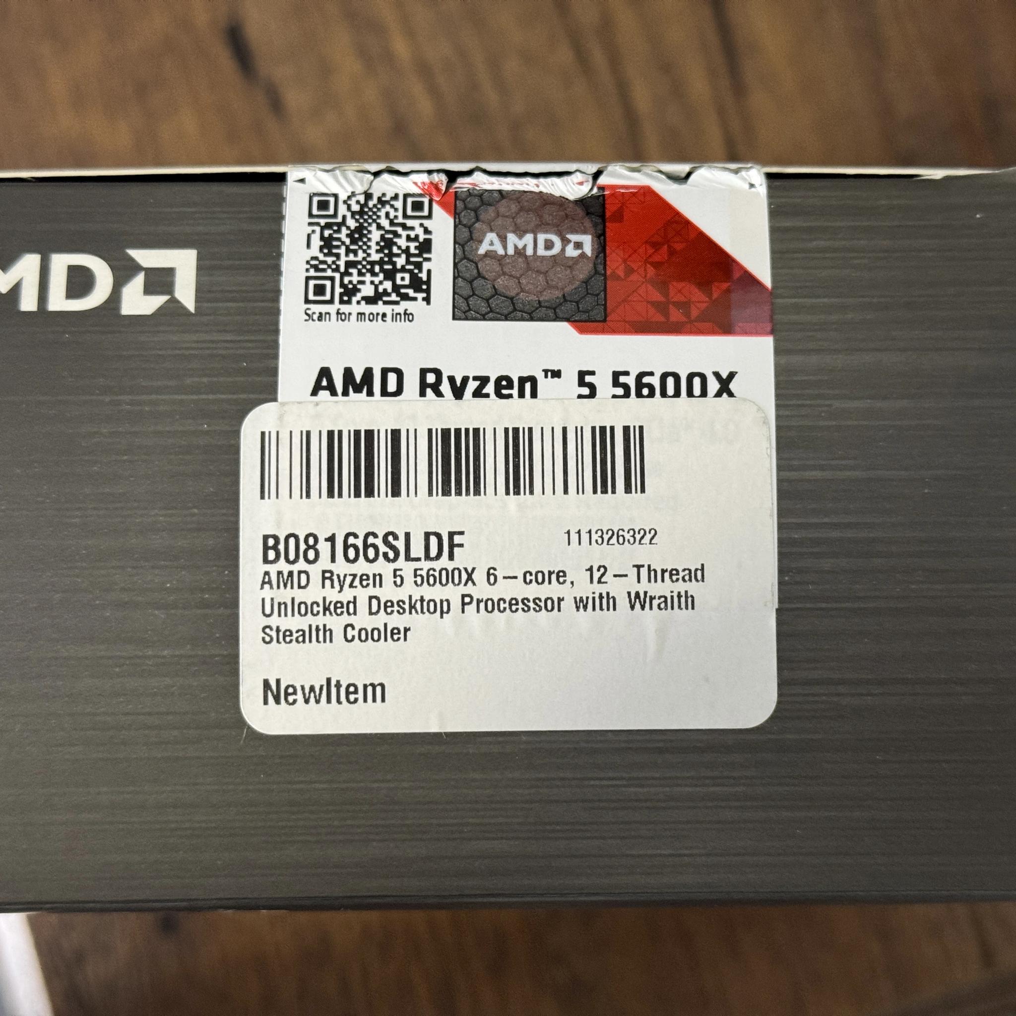 AMD Ryzen 5 5600X 6-core, 12-thread unlocked desktop processor with Wraith Stealth cooler