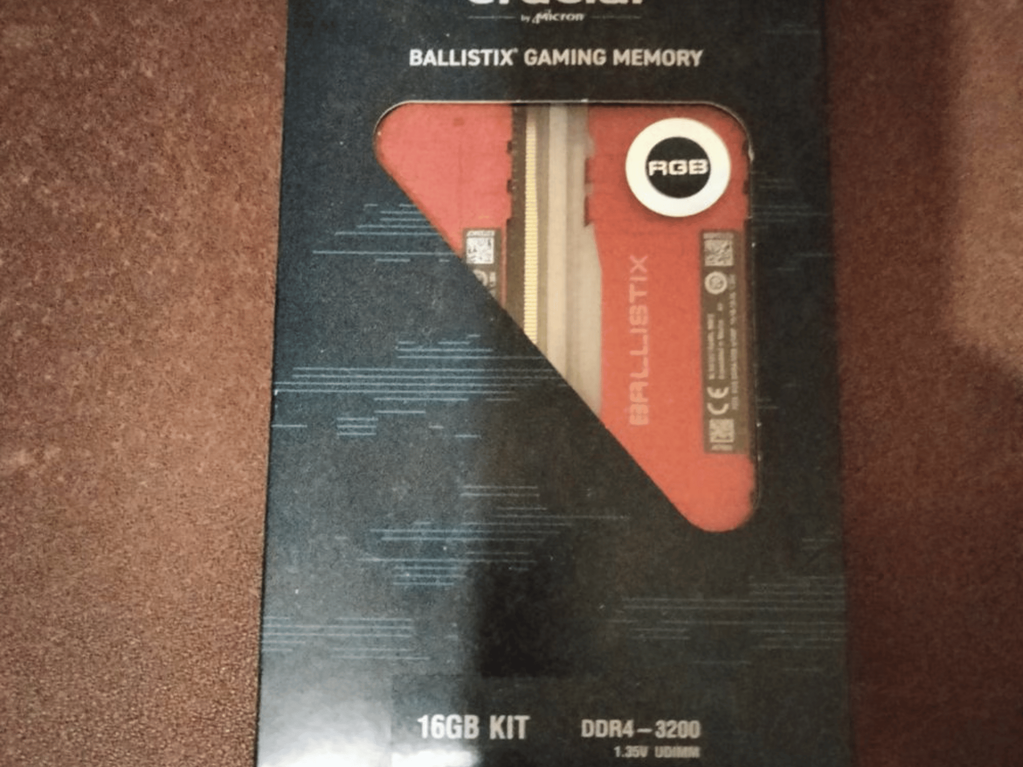 BNIB Crucial Ballistix RGB Gaming Memory, DDR4-3200, 16GB (2 x 8 GB), Red