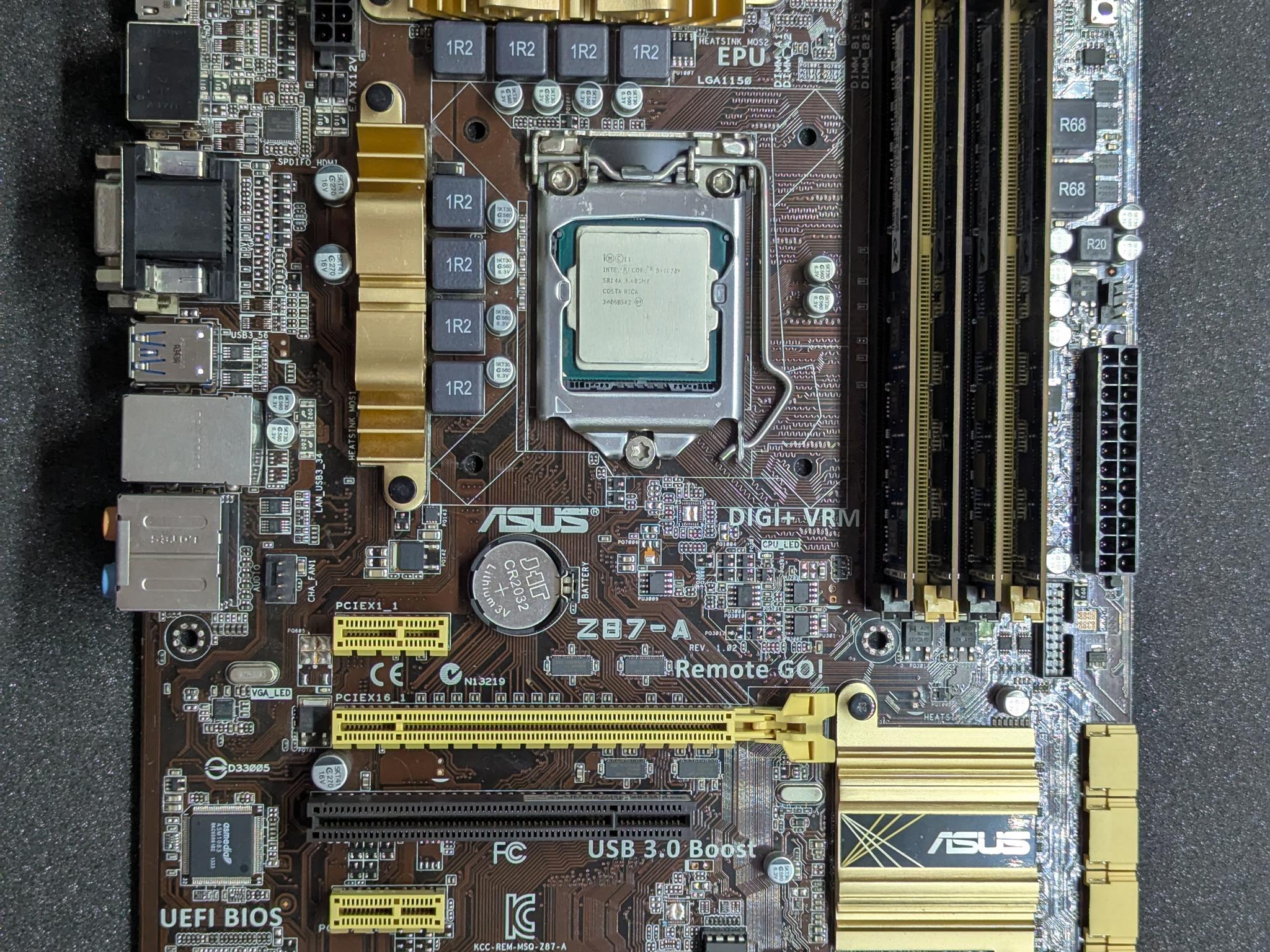 Asus Z87-A Motherboard | i5-4670K | 32GB RAM | WiFi BT Combo
