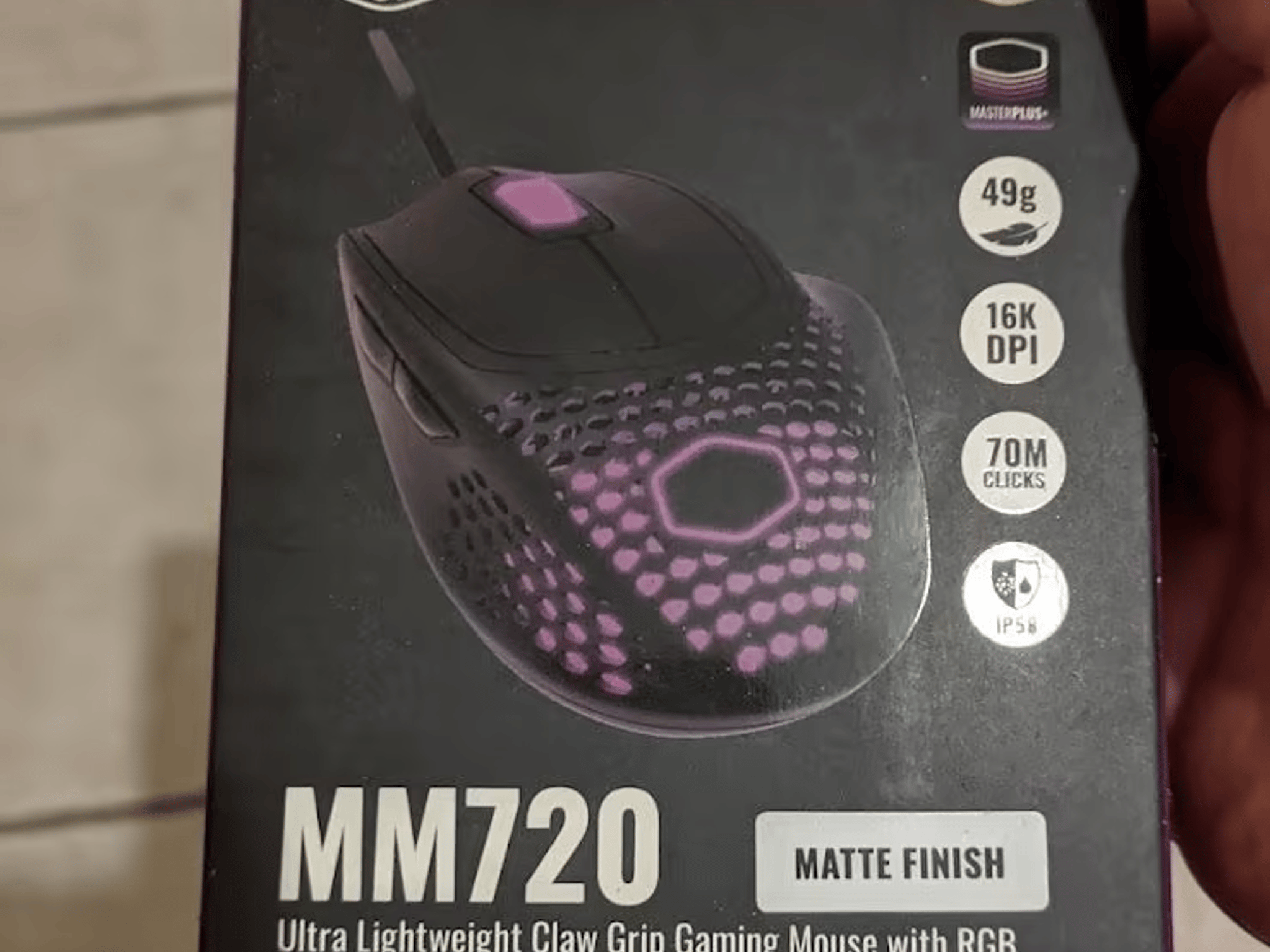 BNIB Cooler Master MM720 RGB Wired Ultralight Gaming Mouse, Matte Black