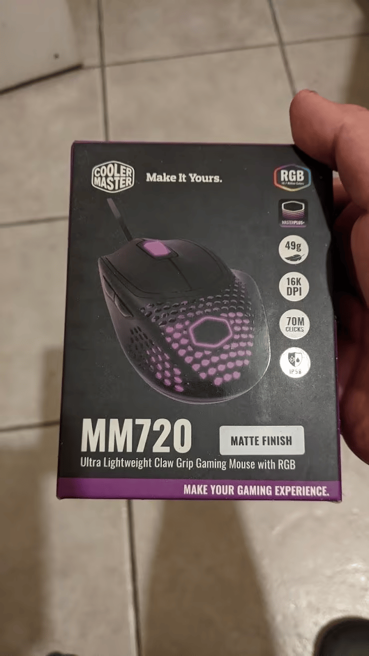 BNIB Cooler Master MM720 RGB Wired Ultralight Gaming Mouse, Matte Black