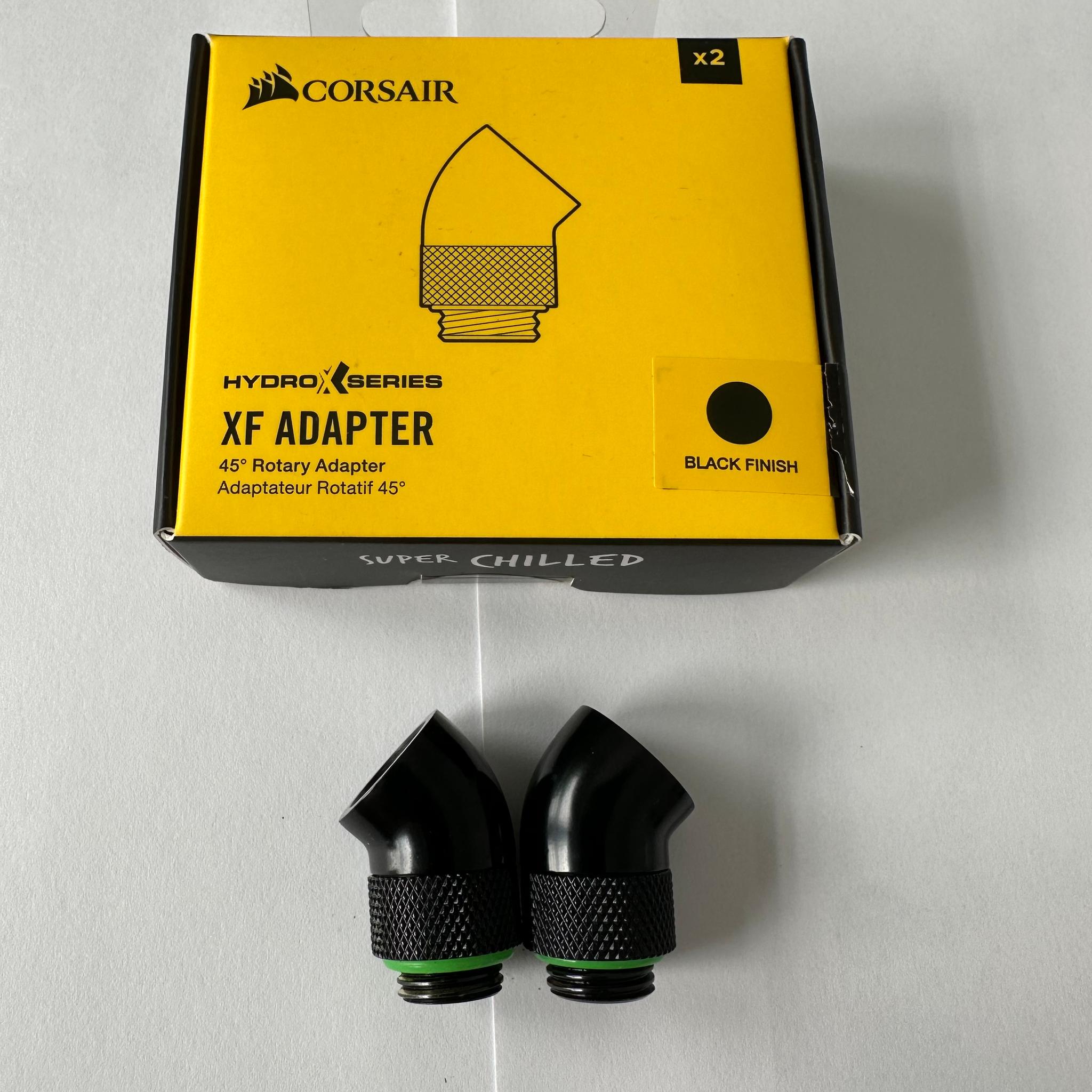 Corsair Hydro X Series 45 Degree Rotary Adapter - Black - 2 Pack  ( SHIP TODAY )