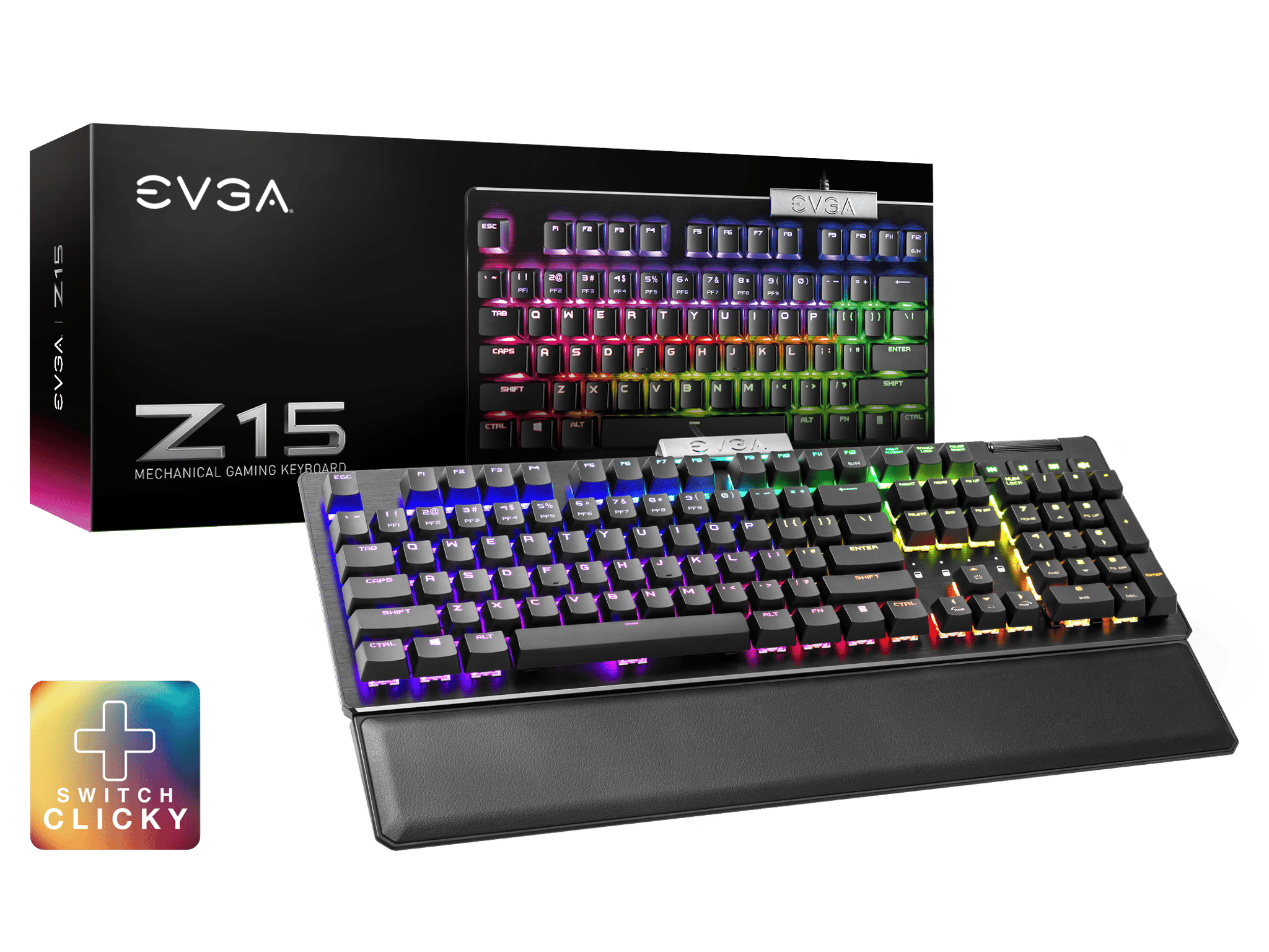 EVGA Z15 RGB Mechanical Gaming Keyboard (Clicky Switch) 822-W1-15US-KR