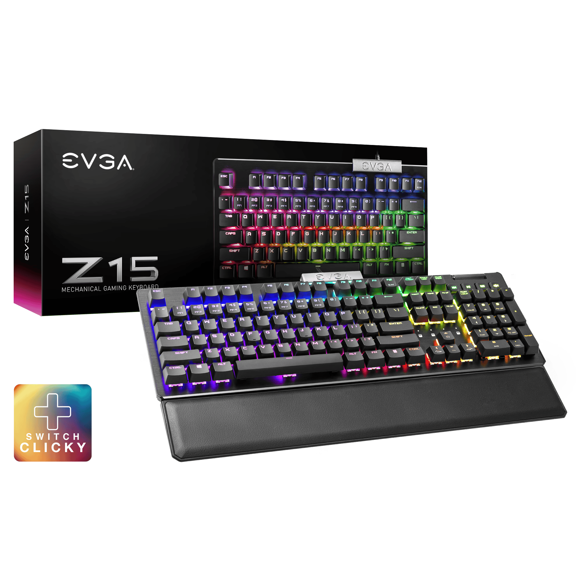 EVGA Z15 RGB Mechanical Gaming Keyboard (Clicky Switch) 822-W1-15US-KR