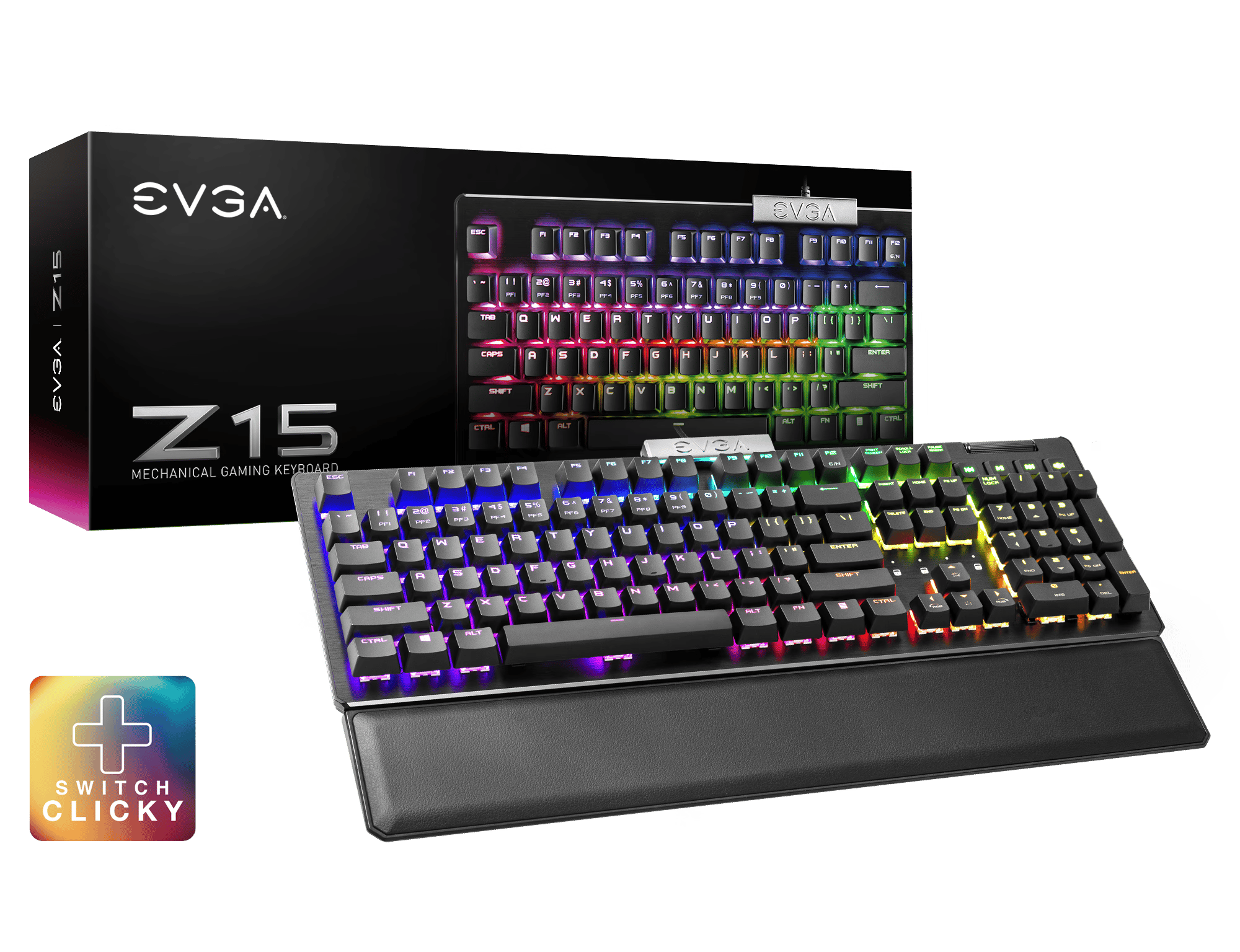 EVGA Z15 RGB Mechanical Gaming Keyboard (Clicky Switch) 822-W1-15US-KR