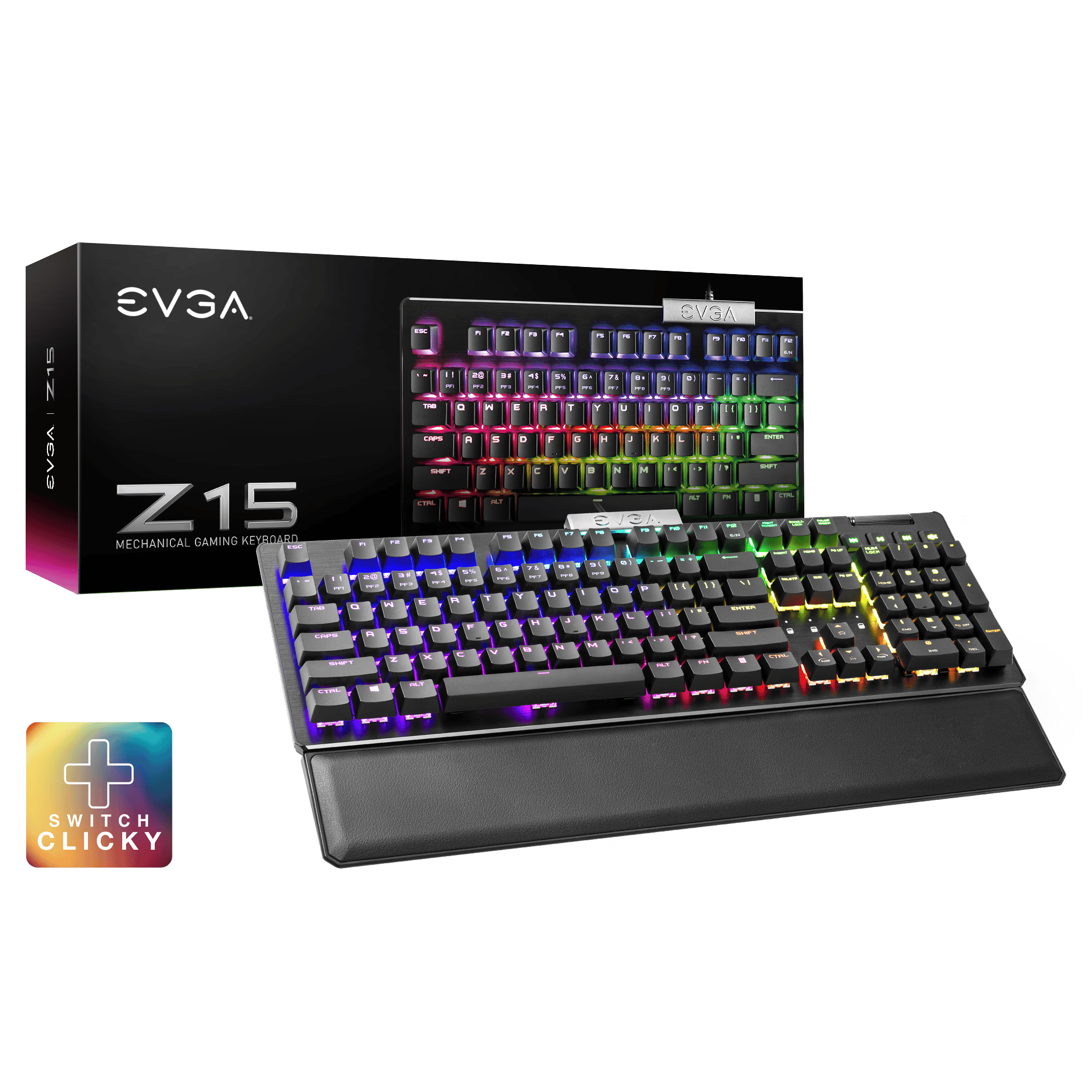 EVGA Z15 RGB Mechanical Gaming Keyboard (Clicky Switch) 822-W1-15US-KR