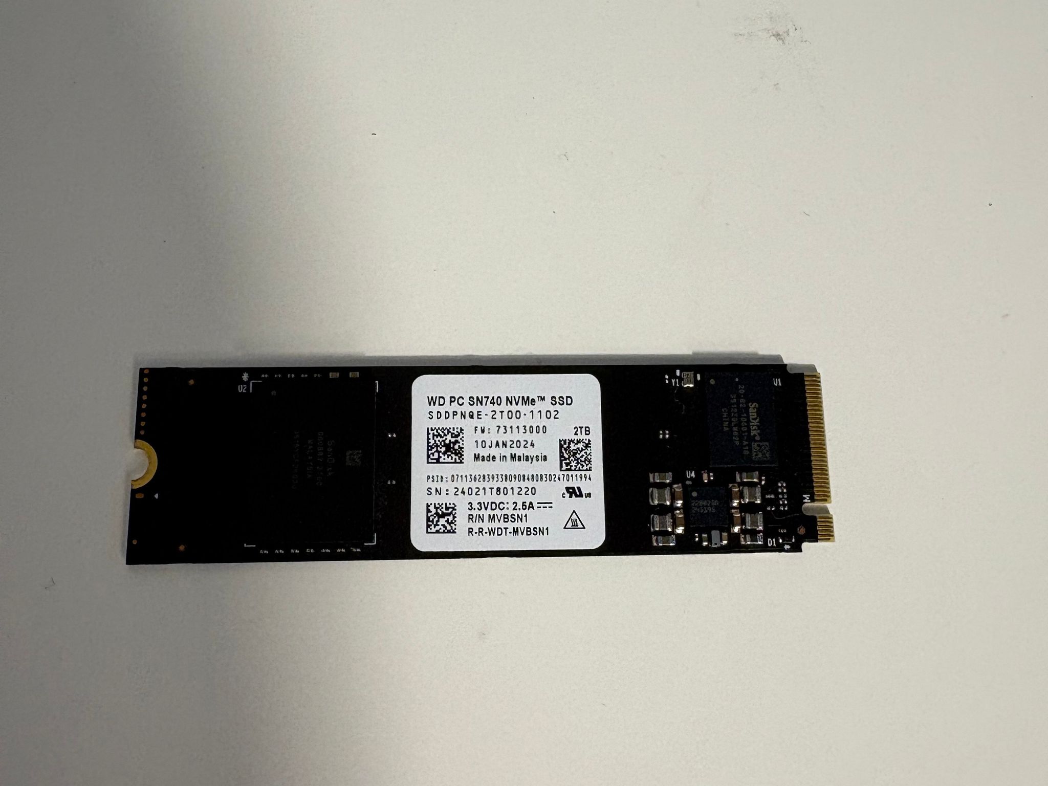 Western Digital SN740 2TB M.2 NVMe SSD - Gen 4.0x4 (5,150 Read/4,900 Write)