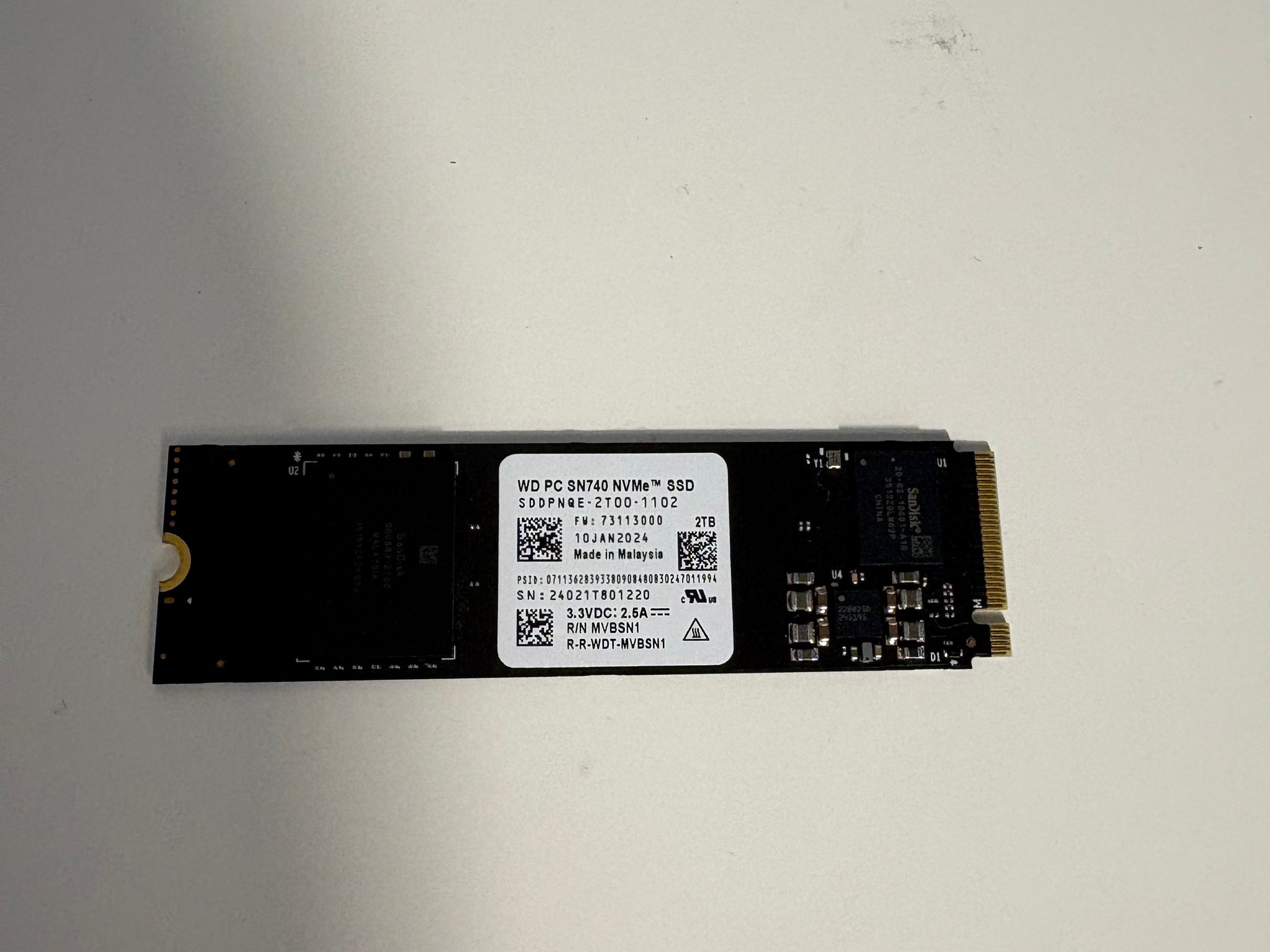 Western Digital SN740 2TB M.2 NVMe SSD - Gen 4.0x4 (5,150 Read/4,900 Write)