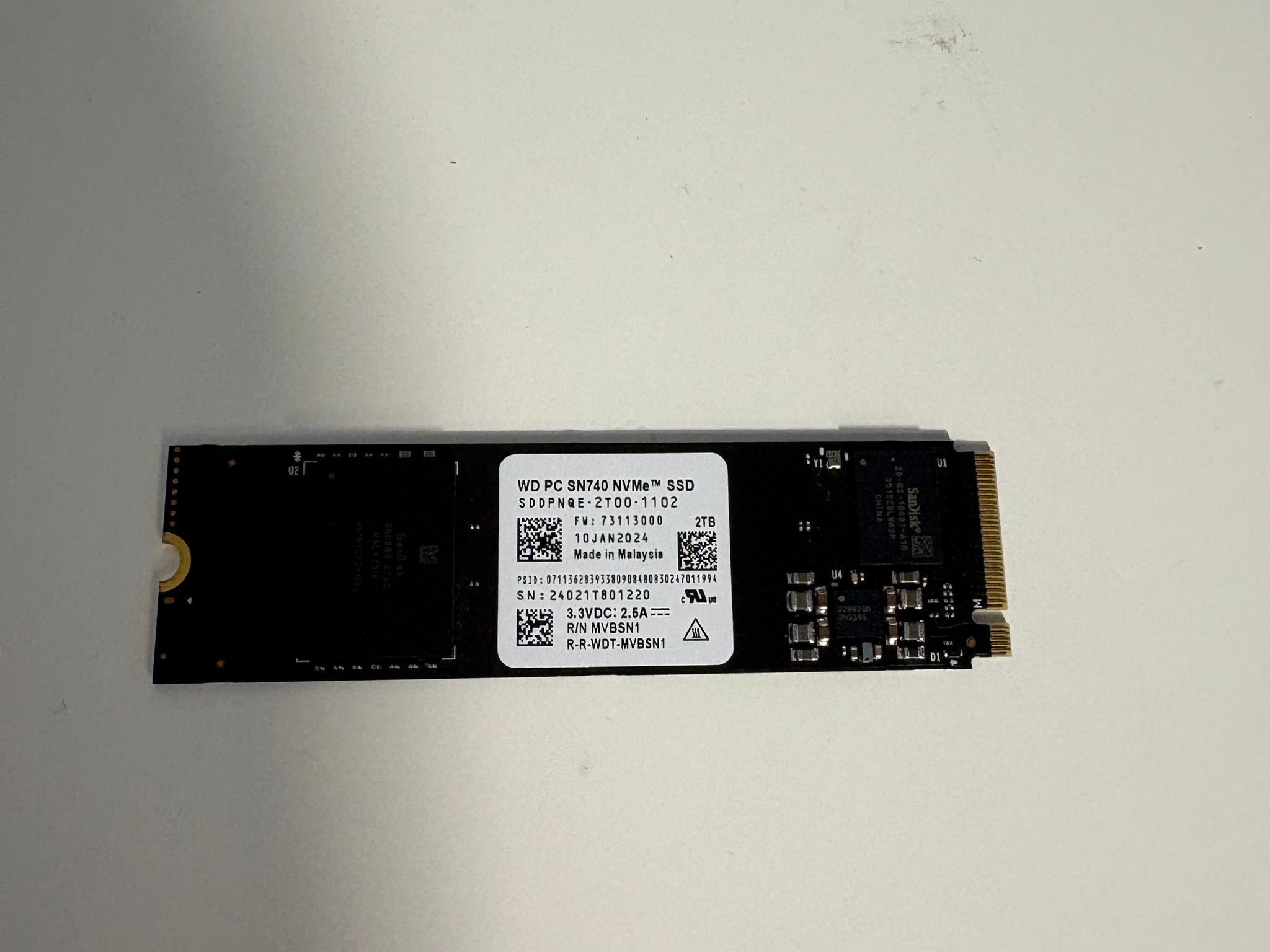 Western Digital SN740 2TB M.2 NVMe SSD - Gen 4.0x4 (5,150 Read/4,900 Write)