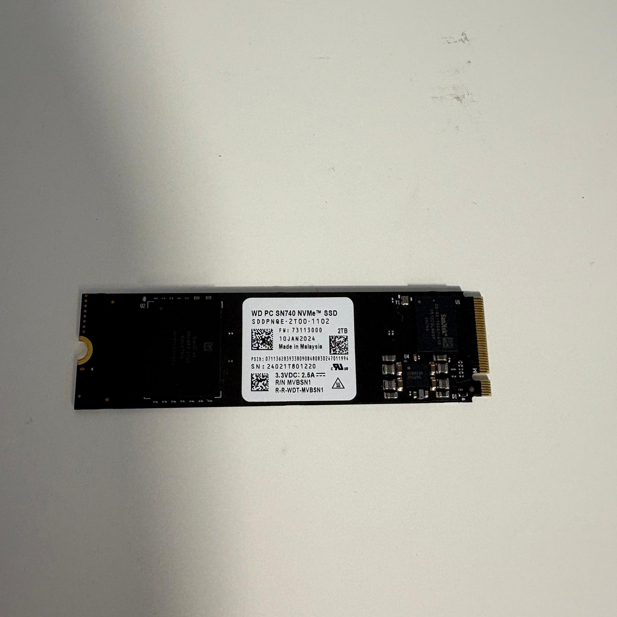 Western Digital SN740 2TB M.2 NVMe SSD - Gen 4.0x4 (5,150 Read/4,900 Write)