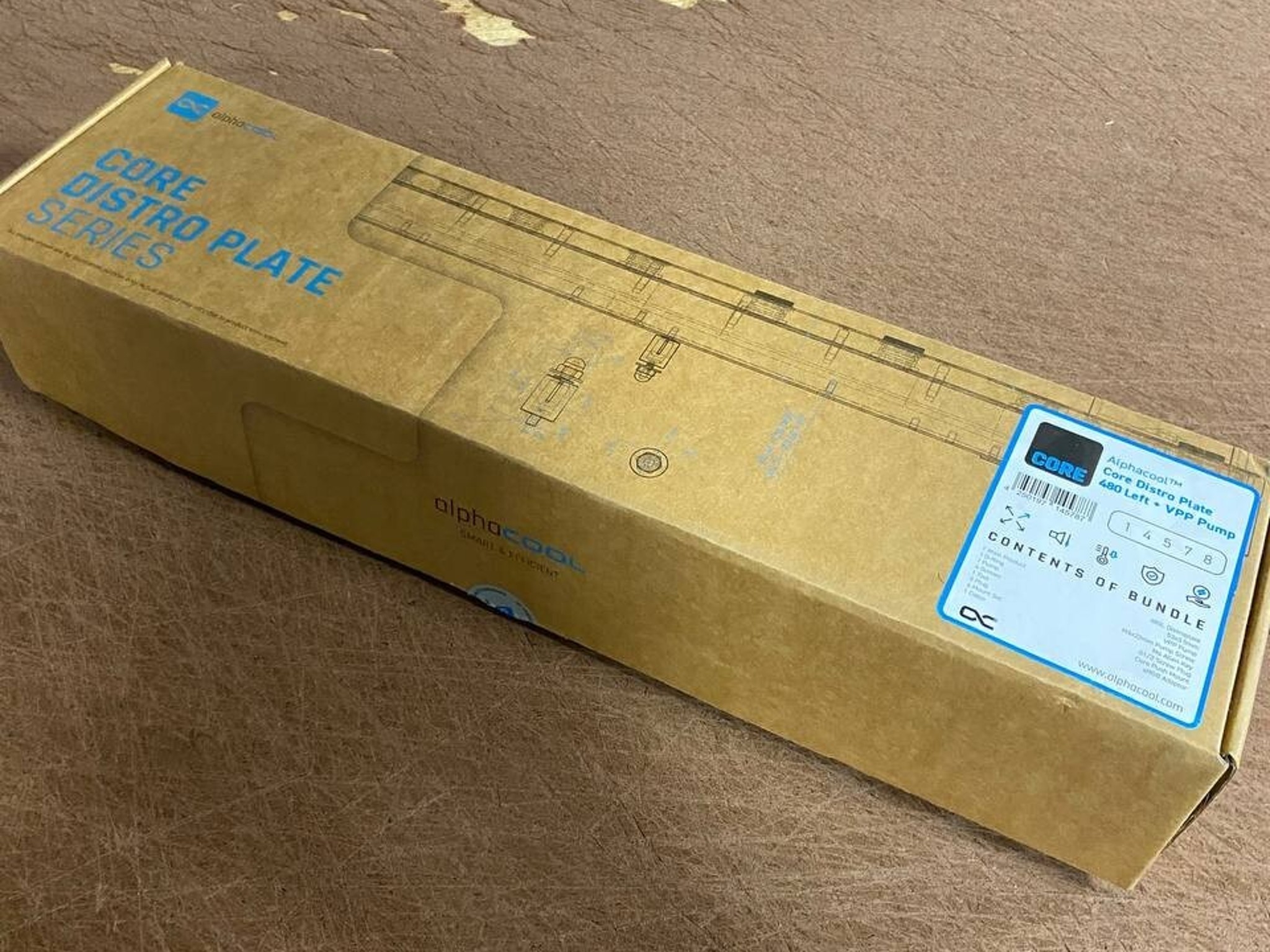 Alphacool Core Distro Plate 480 VPP/D5 - Left with VPP D5 Apex Pump (14578)