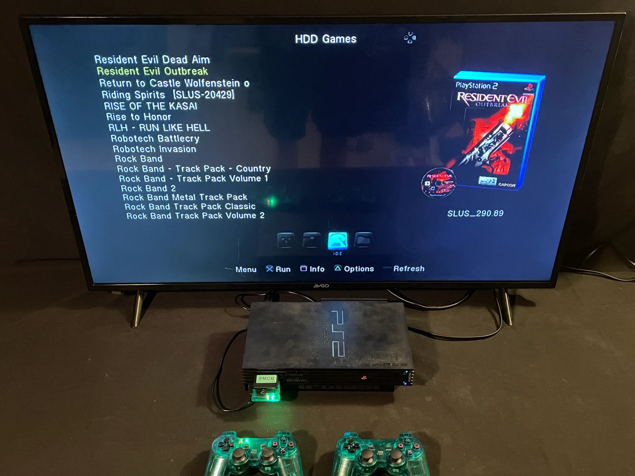 Playstation 2 Ps2 4TB Drive Hdmi 2 Emerald Green Controllers +Accessories