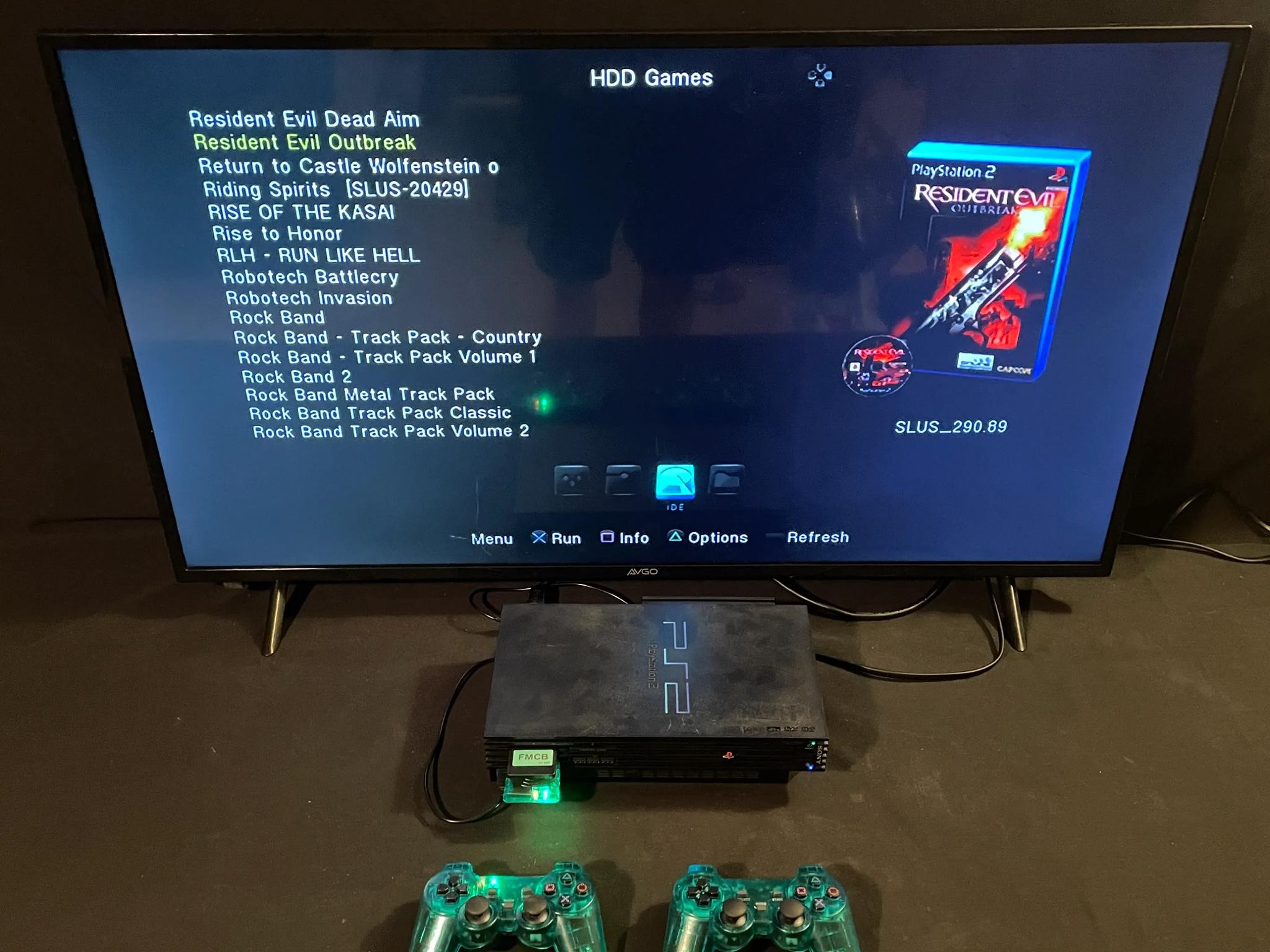 Playstation 2 Ps2 4TB Drive Hdmi 2 Emerald Green Controllers +Accessories