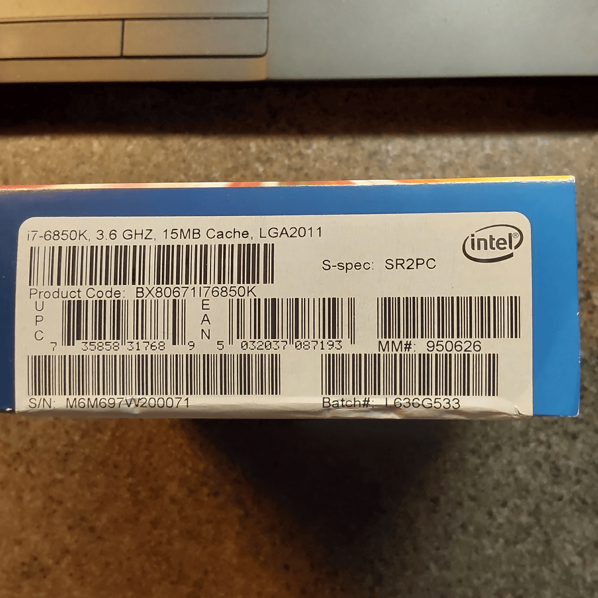 Pre-Owned Intel i7 6850K 3.6GHz CPU in original retail box