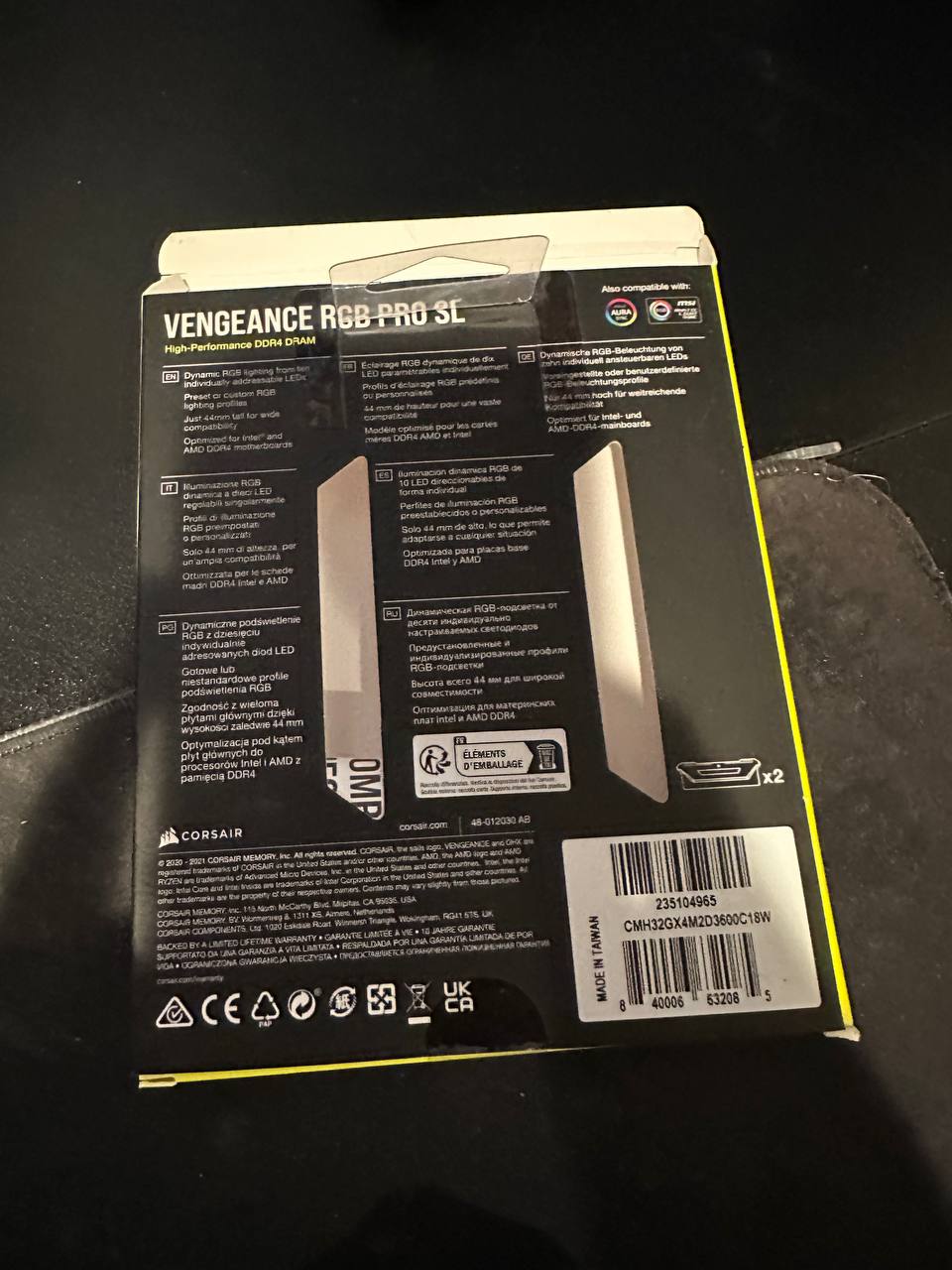 CORSAIR - VENGEANCE RGB PRO SL 32GB (2x16GB) DDR4 3600MHz C18 UDIMM Desktop Memory - White