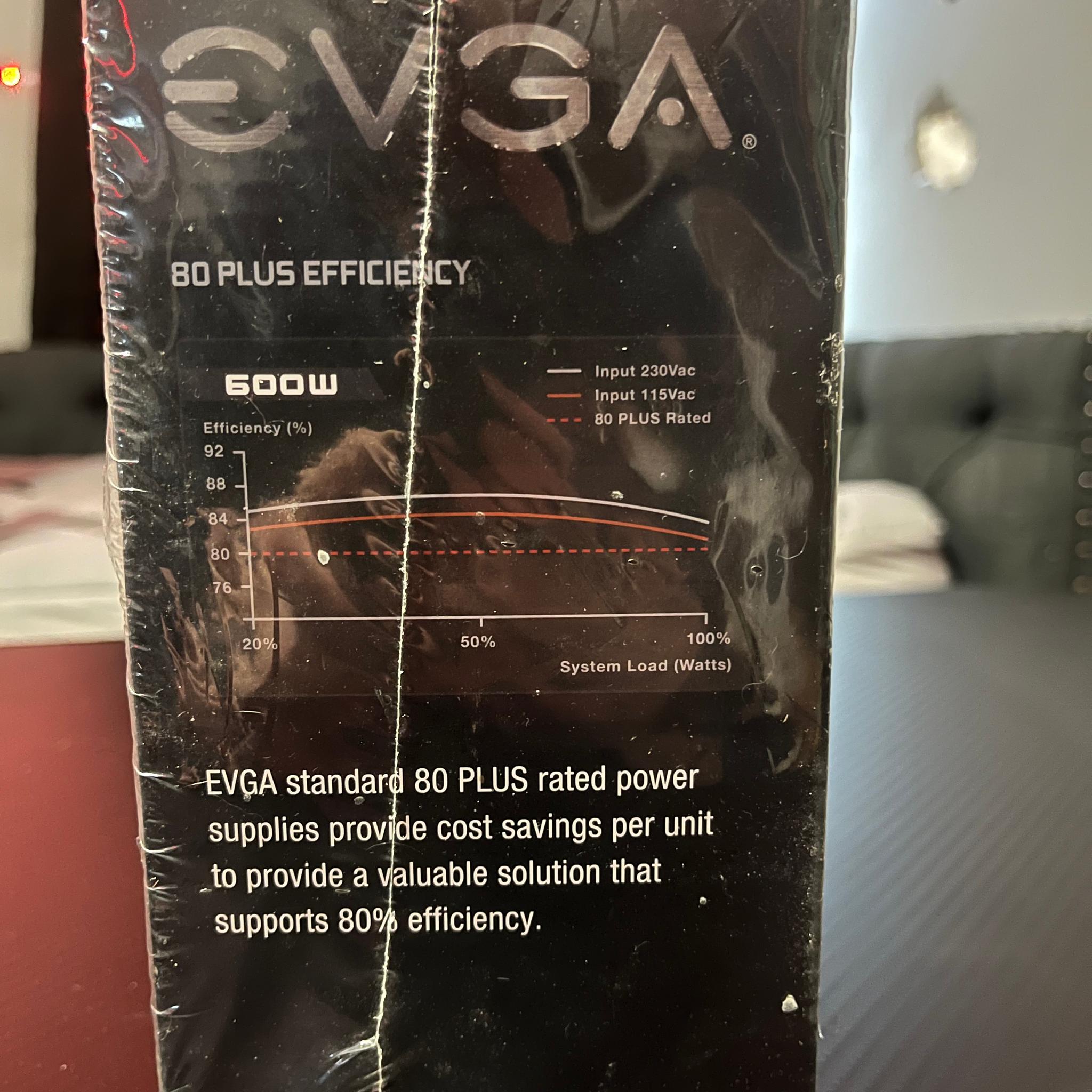 (NEW SEALED) EVGA 600 watt 80 plus certified power supply, 100-W1-0600-K1