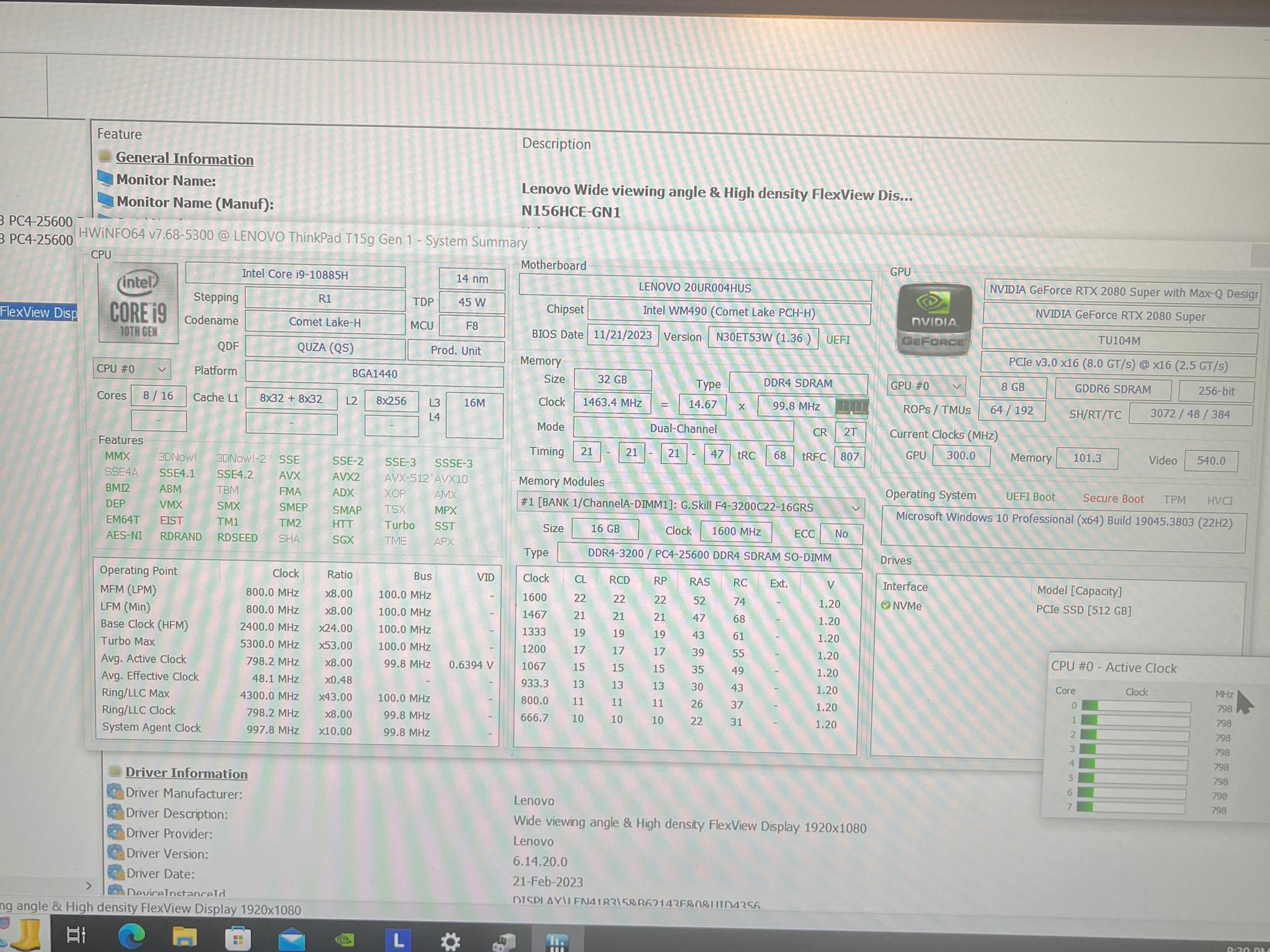 Thinkpad i9- 10885H RTX 2080
