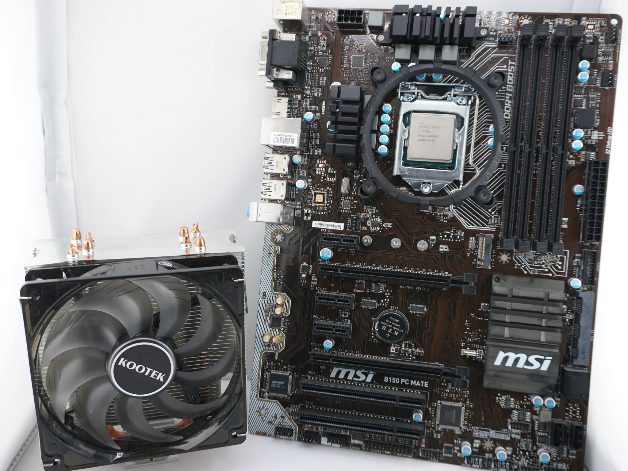 Intel i7-6700k, B150 PC Mate Motherboard, 4-Pipe Tower Cooler