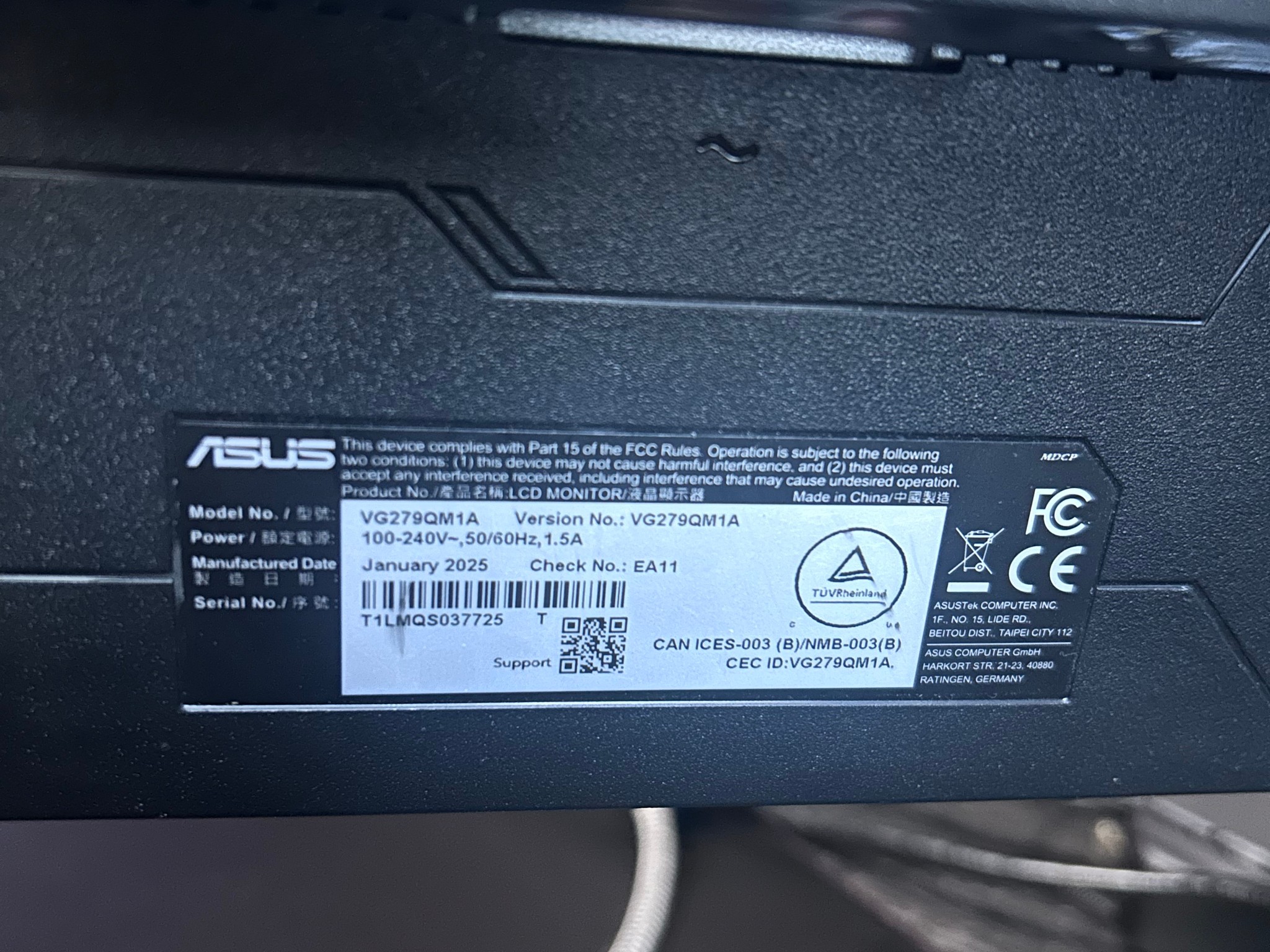 ASUS TUF 27” (280hz) Gaming Monitor (VG279QM1A)