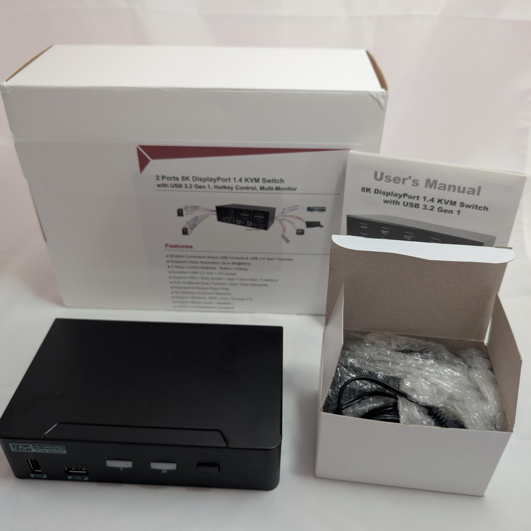 Level1Techs DisplayPort KVM Switch, Single Monitor, Two Computer, USB 3.2 Gen 1
