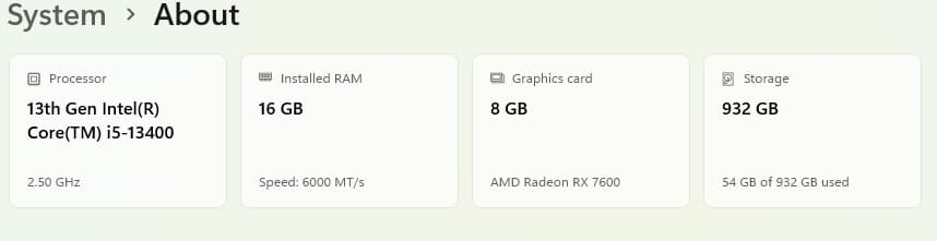 Intel Core i5 13400 16GB DDR5 Radeon RX 7600 ASUS Z790 WD 1TB NVMe Gen4 SSD Gaming PC