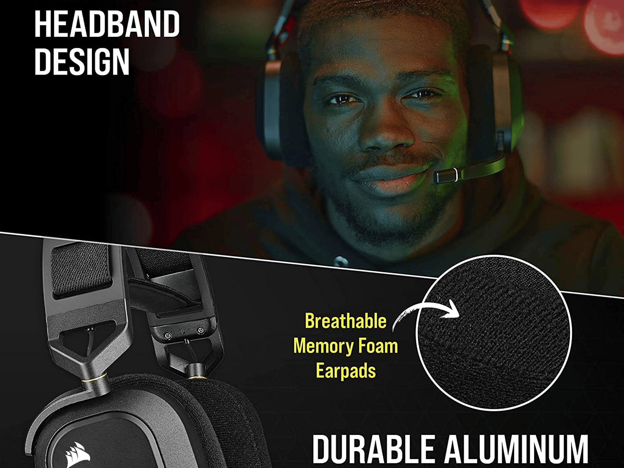CORSAIR HS80 RGB WIRELESS Premium Gaming Headset with Spatial Audio — Carbon