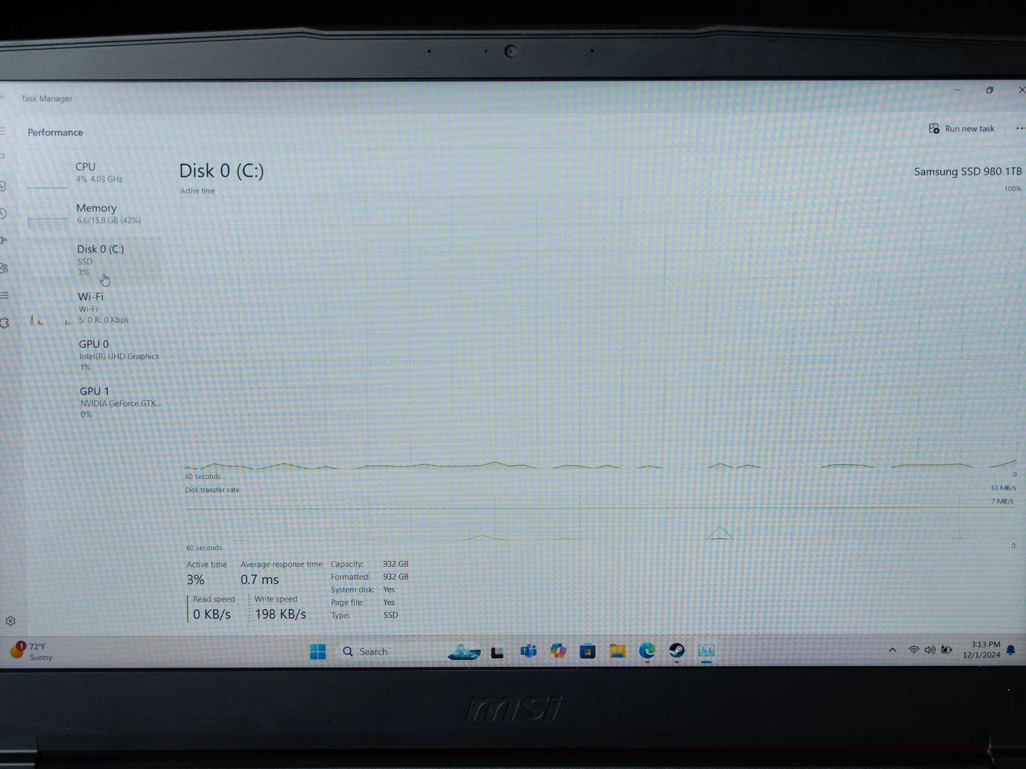 MSI GF63 Thin- GTX 1650- i5 10500H- 1TB M.2-16GB RAM 15.6"