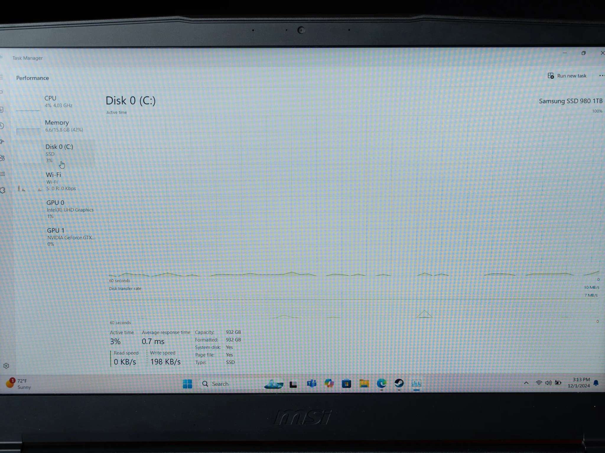 MSI GF63 Thin- GTX 1650- i5 10500H- 1TB M.2-16GB RAM 15.6"