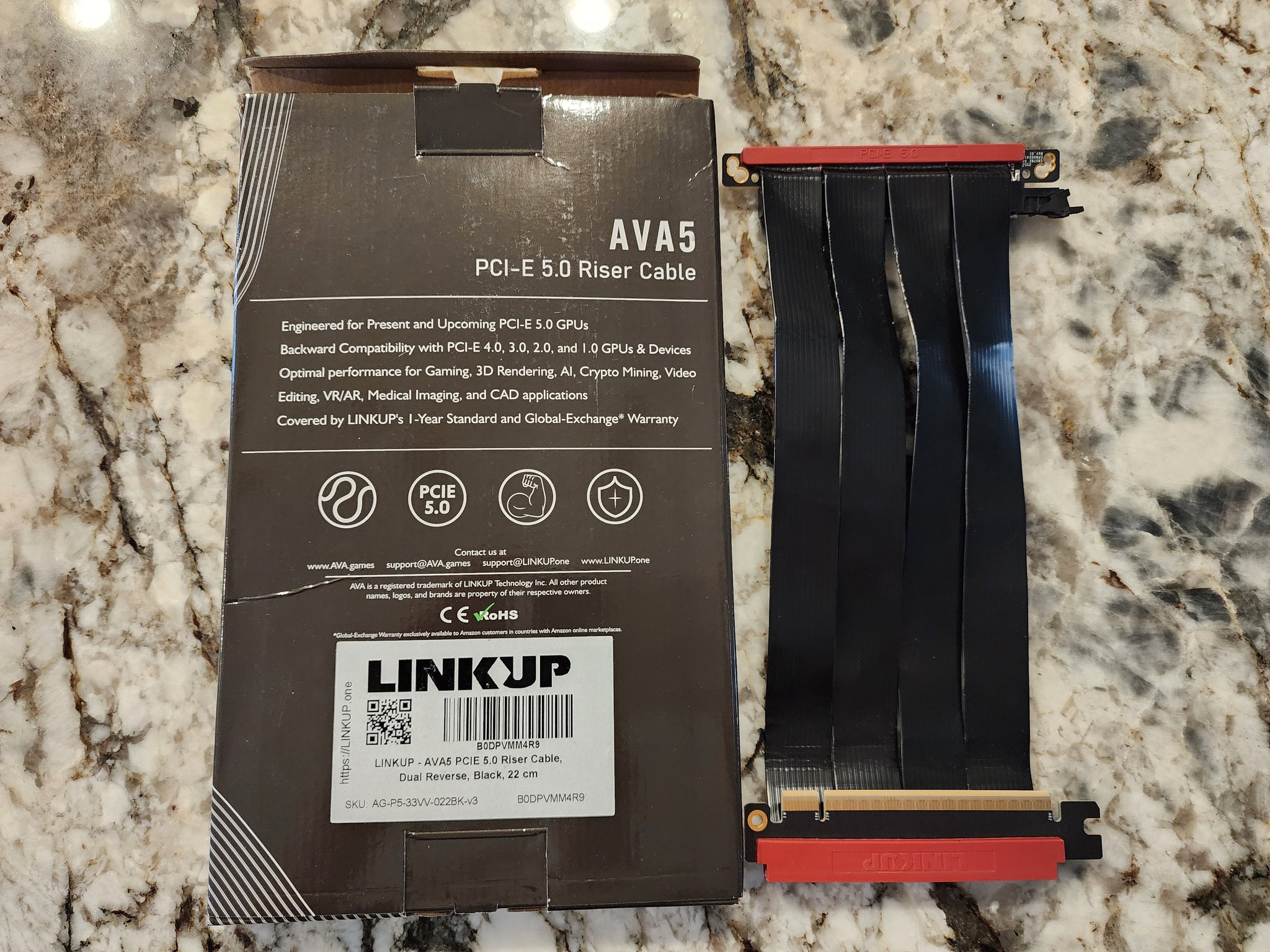 Link Up AVA5 PCI-E 5.0 Riser Cable