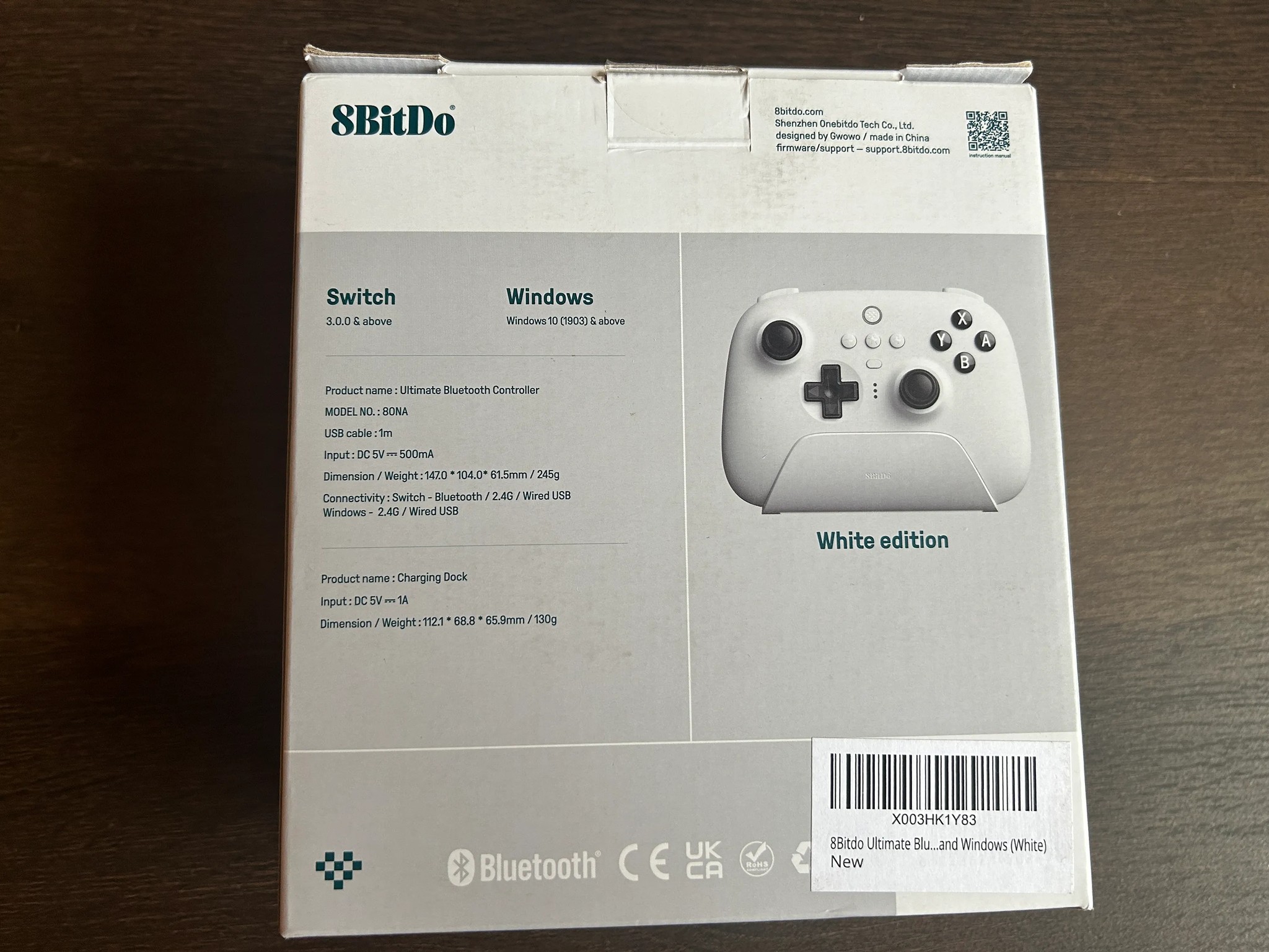 8BitDo Ultimate Bluetooth Controller,  Charging Dock, Wireless, Hall Sensor Joystick, Switch