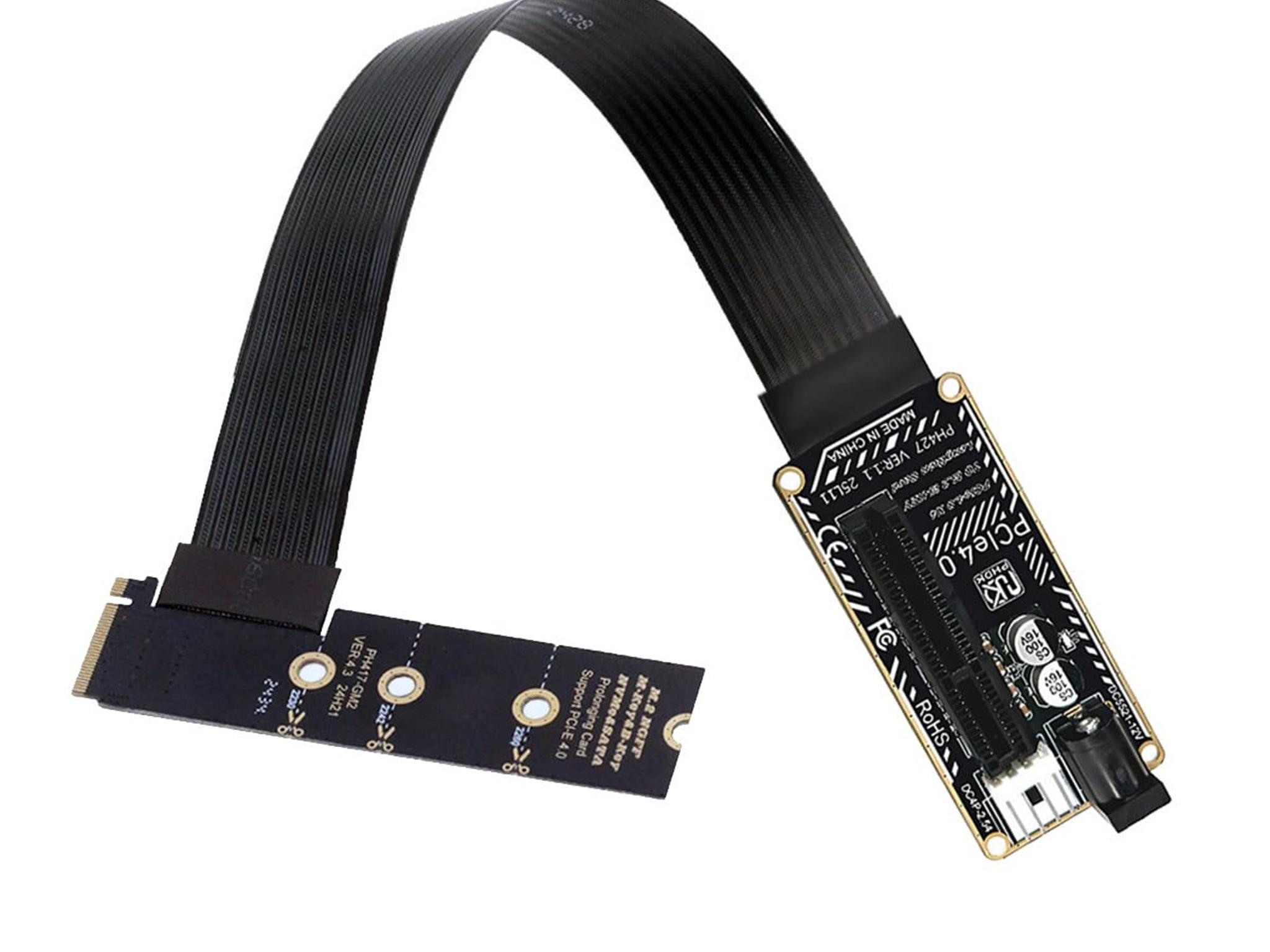 NGFF M.2 NVMe M-Key Right Angled Type 90 Degree to PCI-E X1 X4 X8 X16 Cable 30cm GPU M2 2260 2280