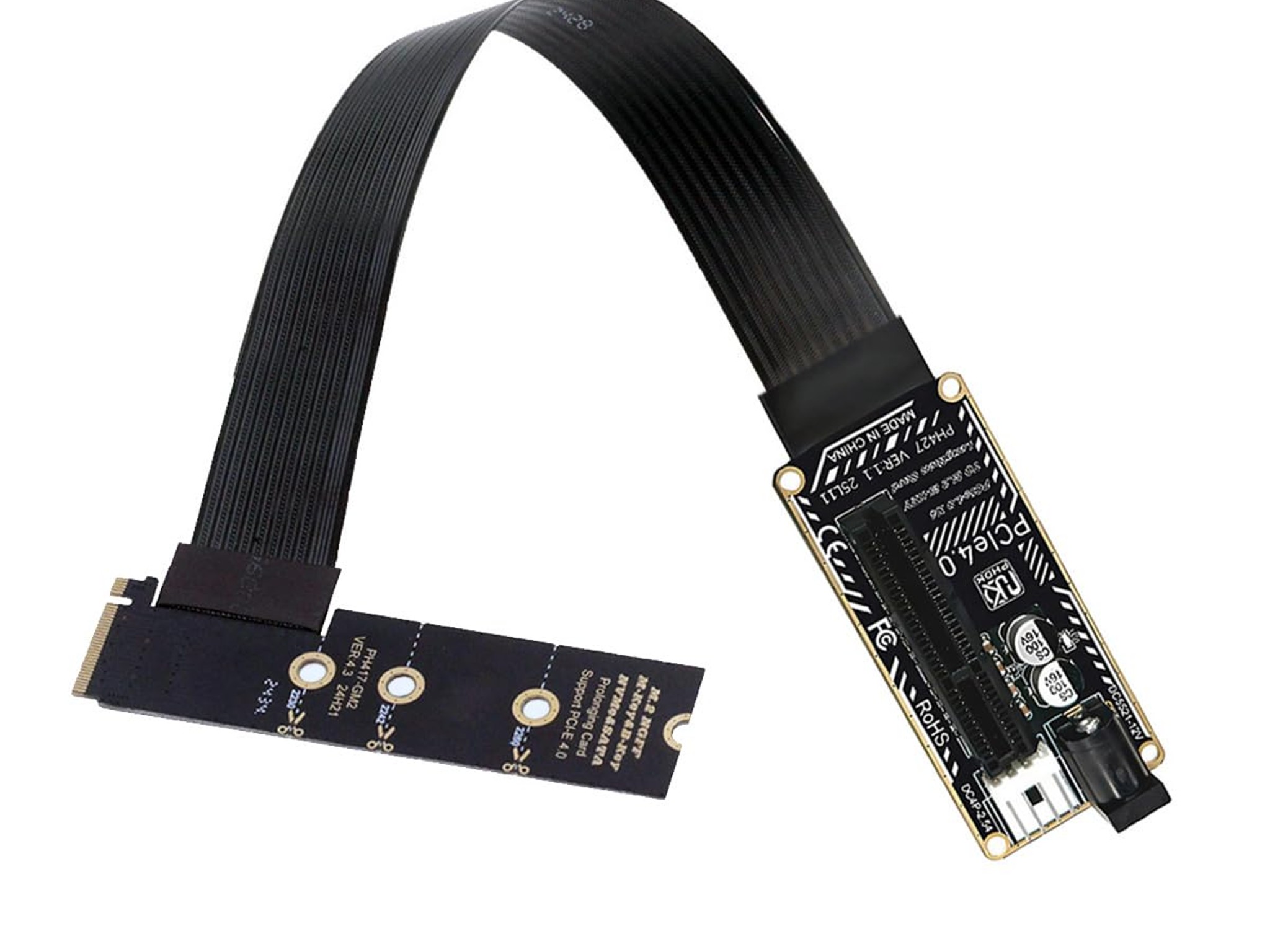 NGFF M.2 NVMe M-Key Right Angled Type 90 Degree to PCI-E X1 X4 X8 X16 Cable 30cm GPU M2 2260 2280