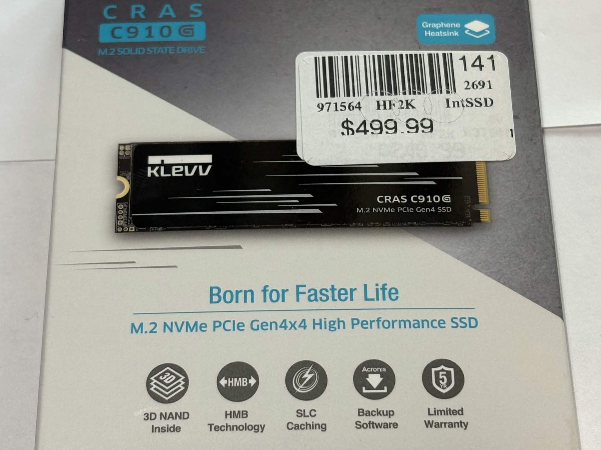 KLEVV CRAS C910G 1TB NVMe Gen4 M.2 SSD NEW 5000MB/s