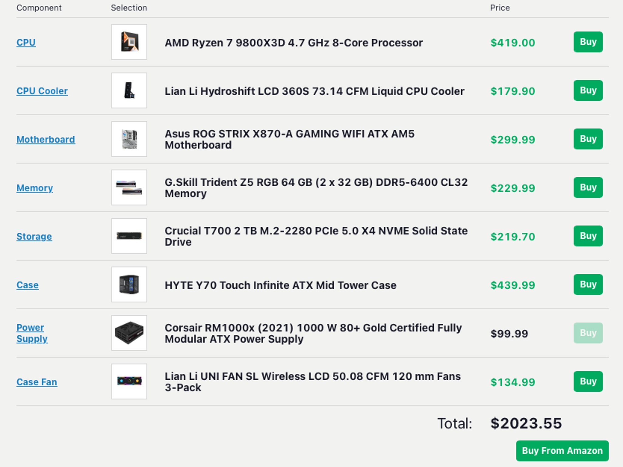 Pc Ryzen 7 9800x3d - NO GPU