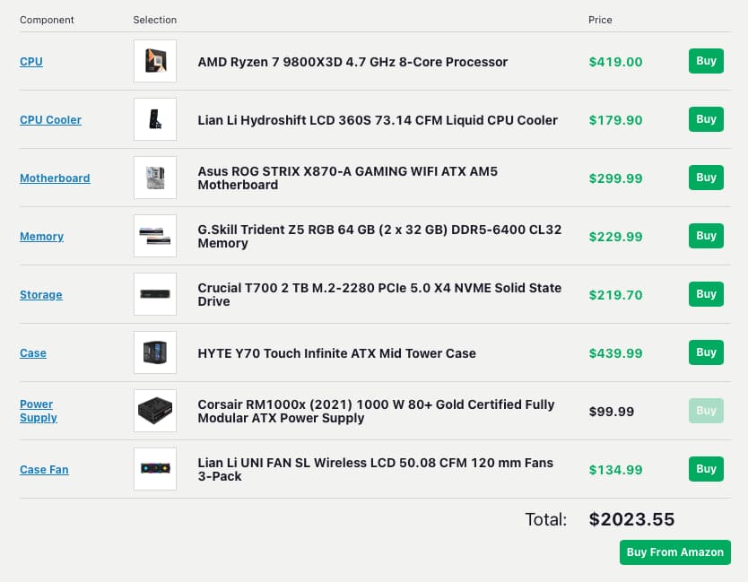 Pc Ryzen 7 9800x3d - NO GPU