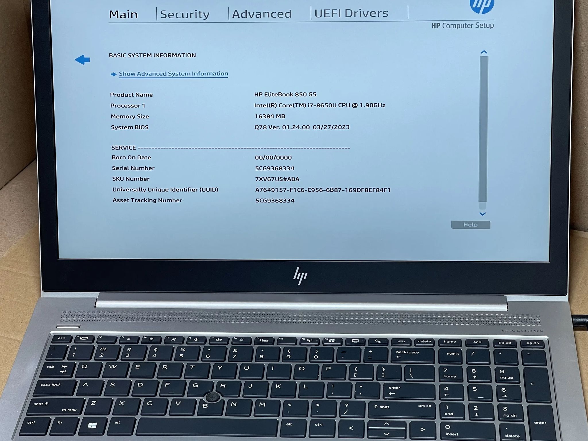 HP EliteBook 850 G5, Used, 15", i7-8650U, 16GB, 256GB