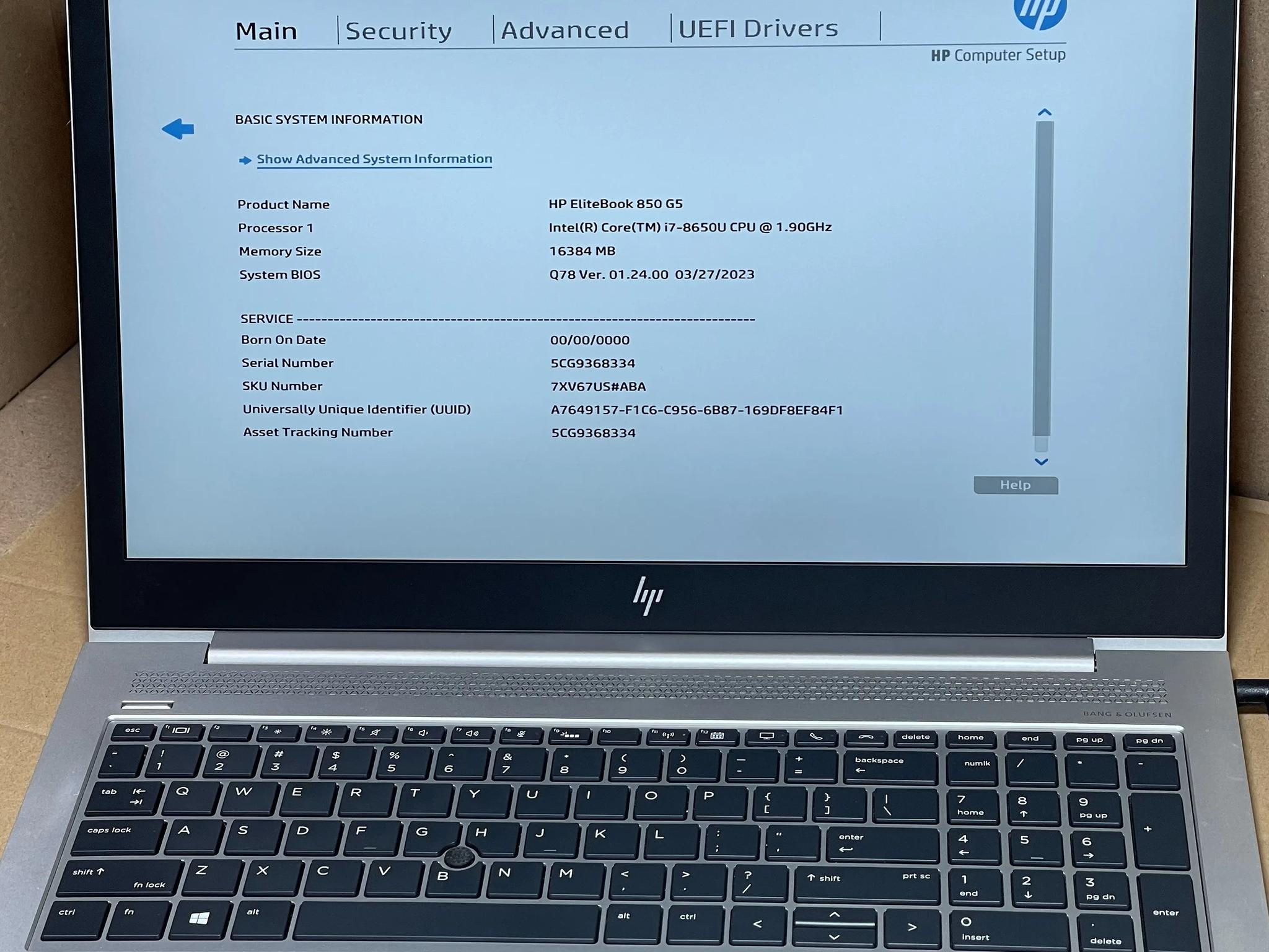 HP EliteBook 850 G5, Used, 15", i7-8650U, 16GB, 256GB