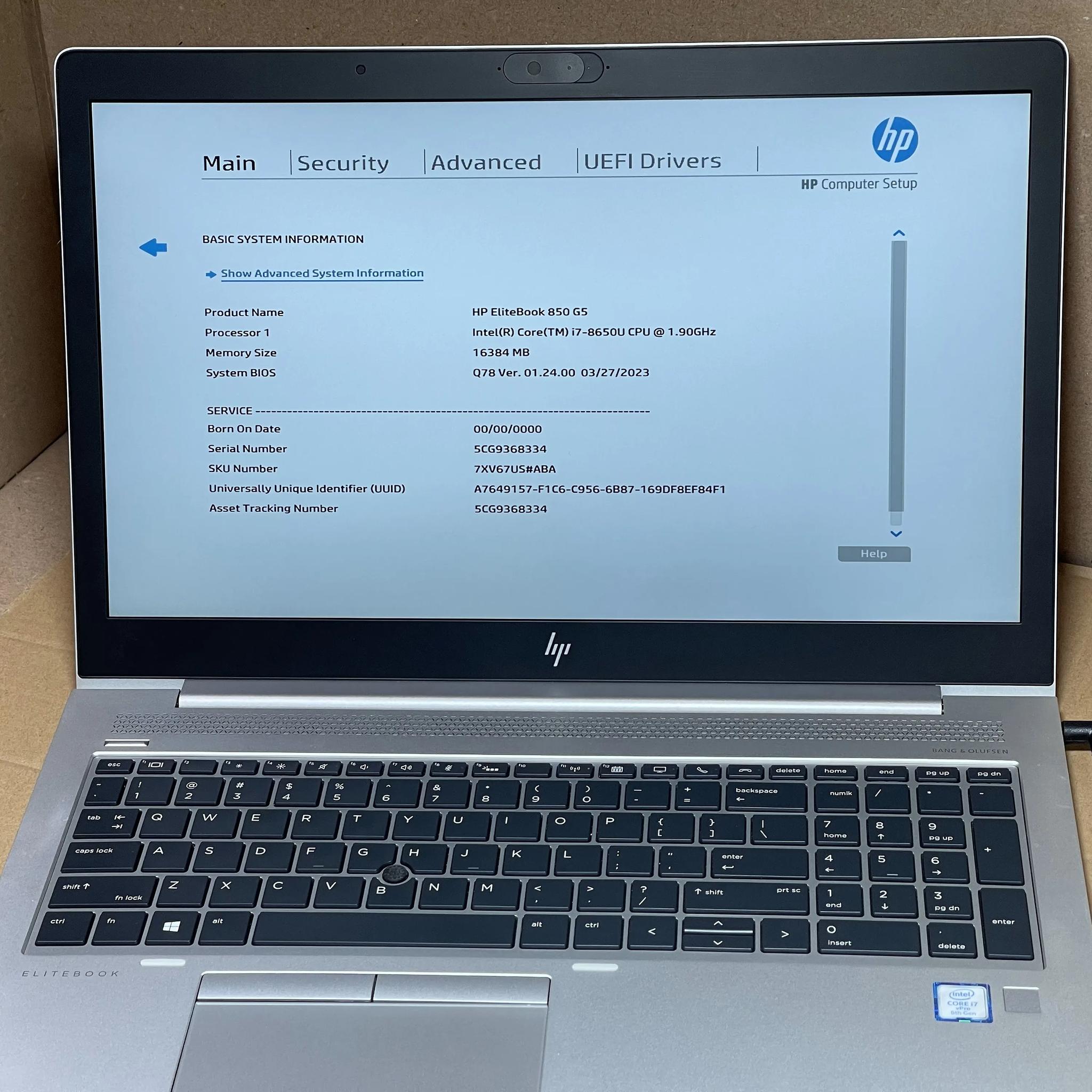 HP EliteBook 850 G5, Used, 15", i7-8650U, 16GB, 256GB