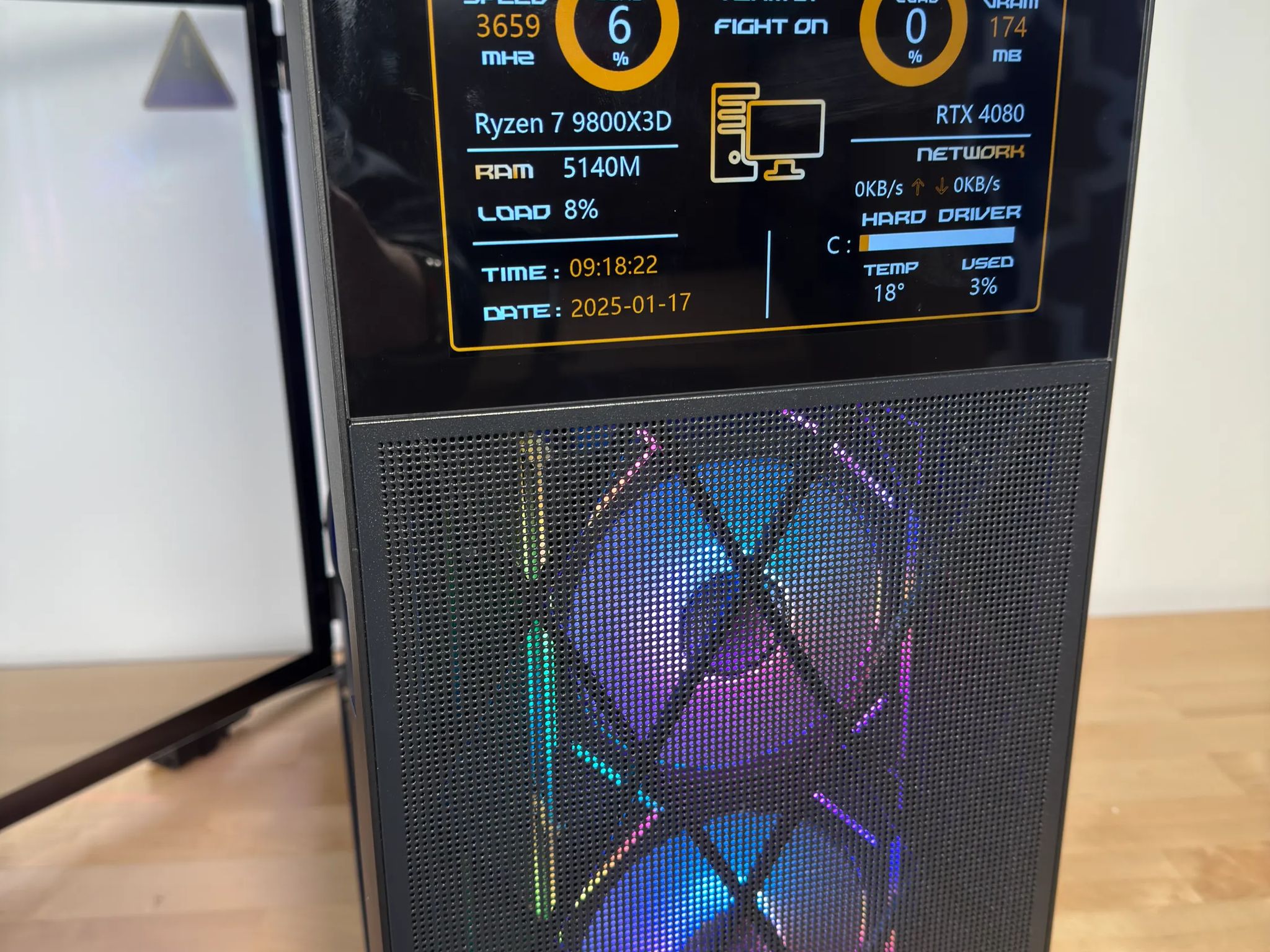 RTX 4080 Ryzen 9800X3D Gaming PC with Customizable Screen
