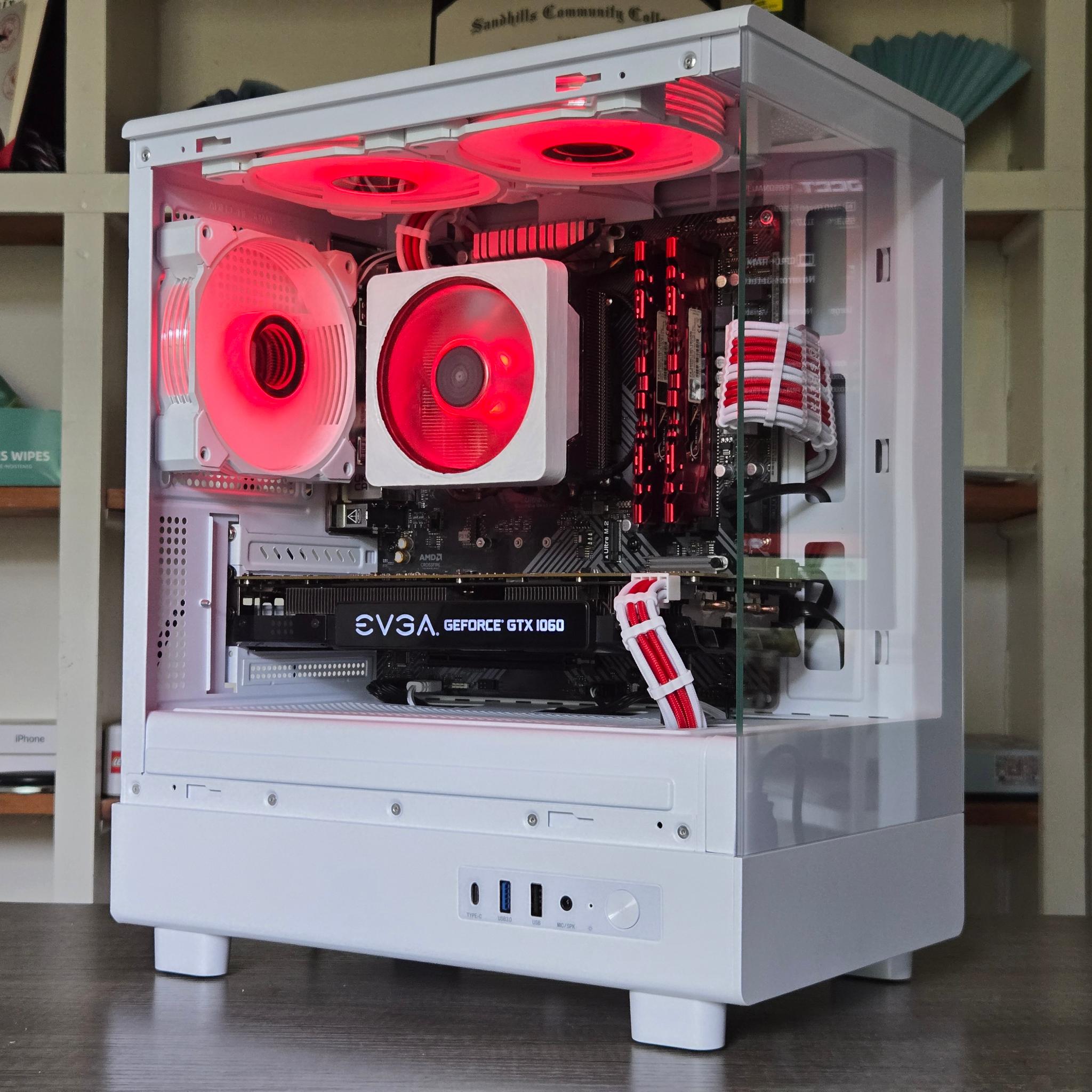 🟥⬜Red + White Gaming PC⬜🟥 GTX 1060 6GB | Ryzen 5 2600 | 16GB | 1TB | Wi-Fi + BT | ARGB