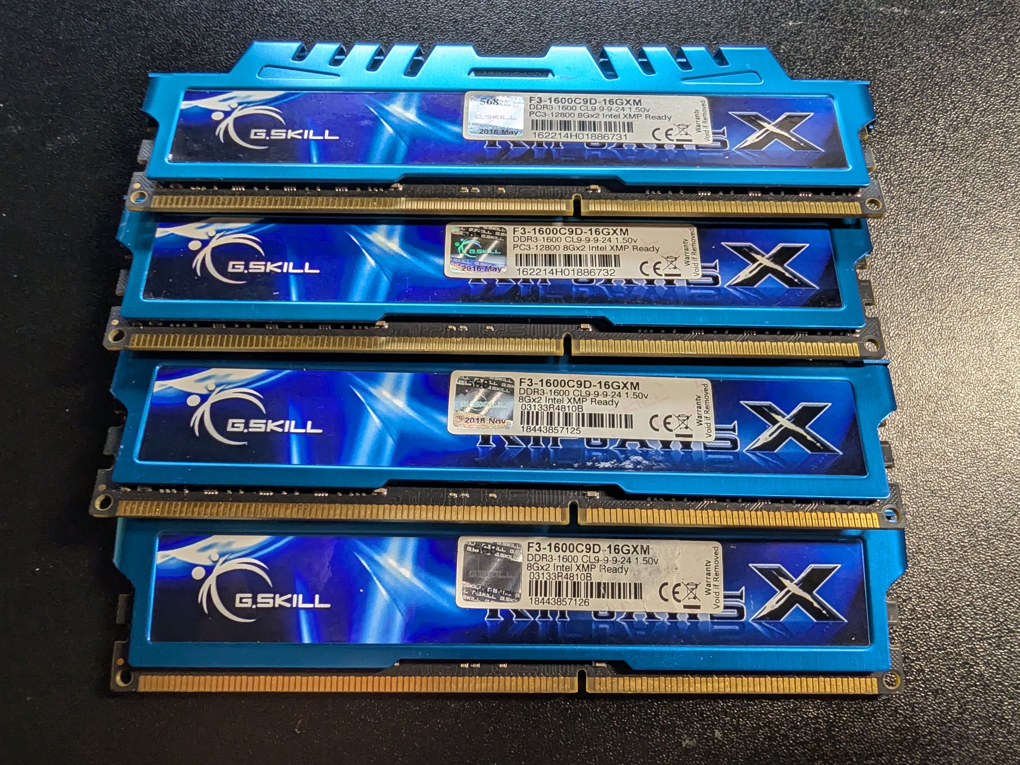 G.Skill RipjawsX 32GB (4x8GB) DDR3 RAM 1600 MHz Blue