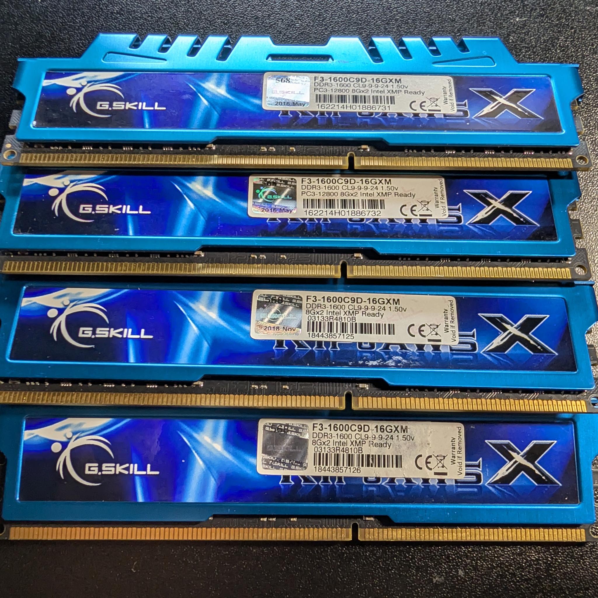 G.Skill RipjawsX 32GB (4x8GB) DDR3 RAM 1600 MHz Blue